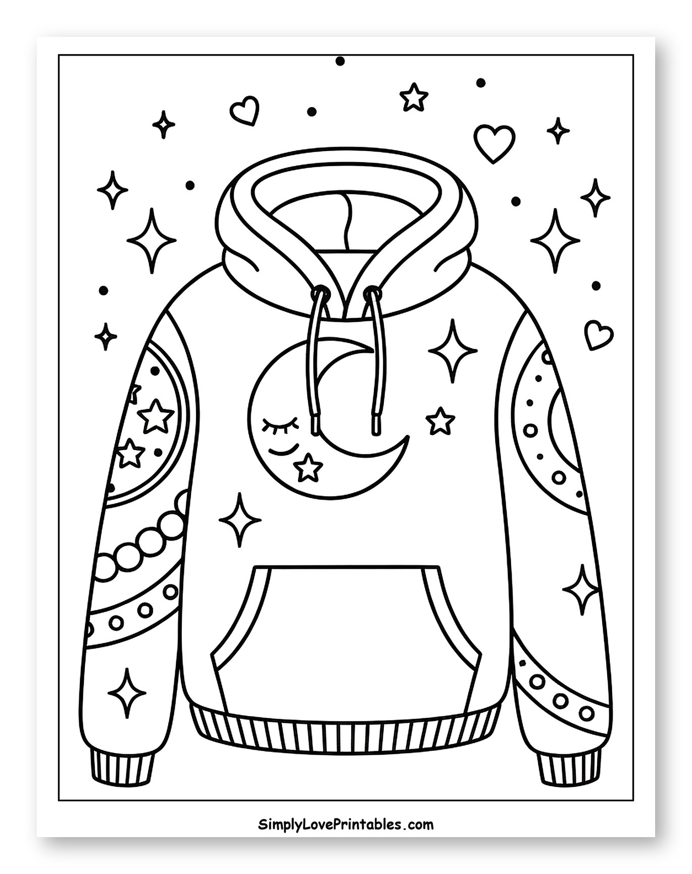 Dreamy Hoodie with Moon and Stars Design