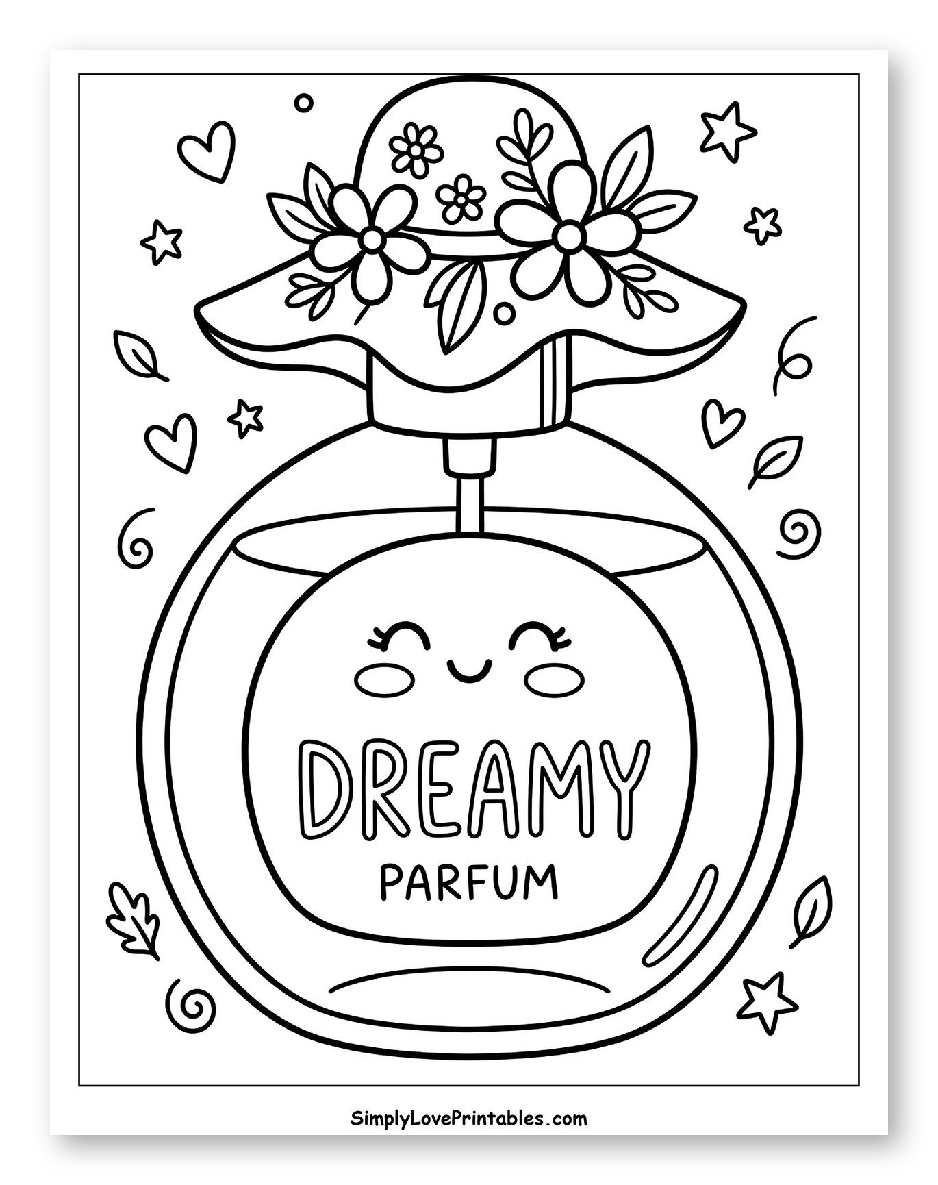 Dreamy Perfume Bottle with Floral Hat