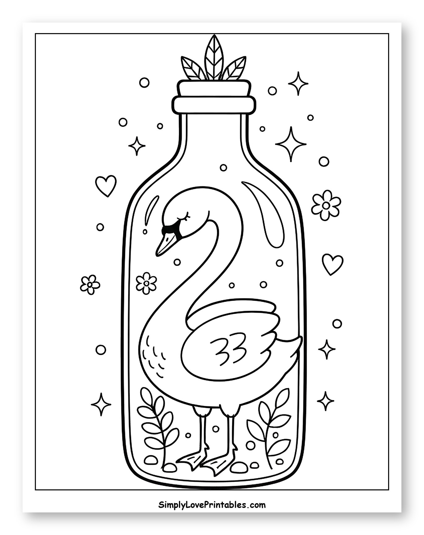 Dreamy Swan in an Enchanted Glass Bottle