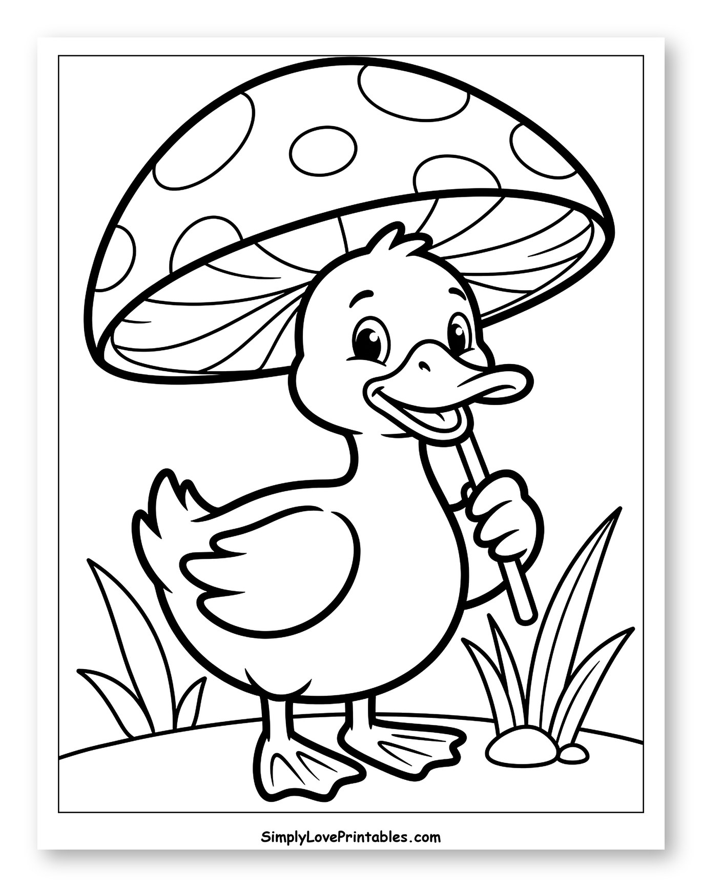 Duckling Under a Mushroom Umbrella