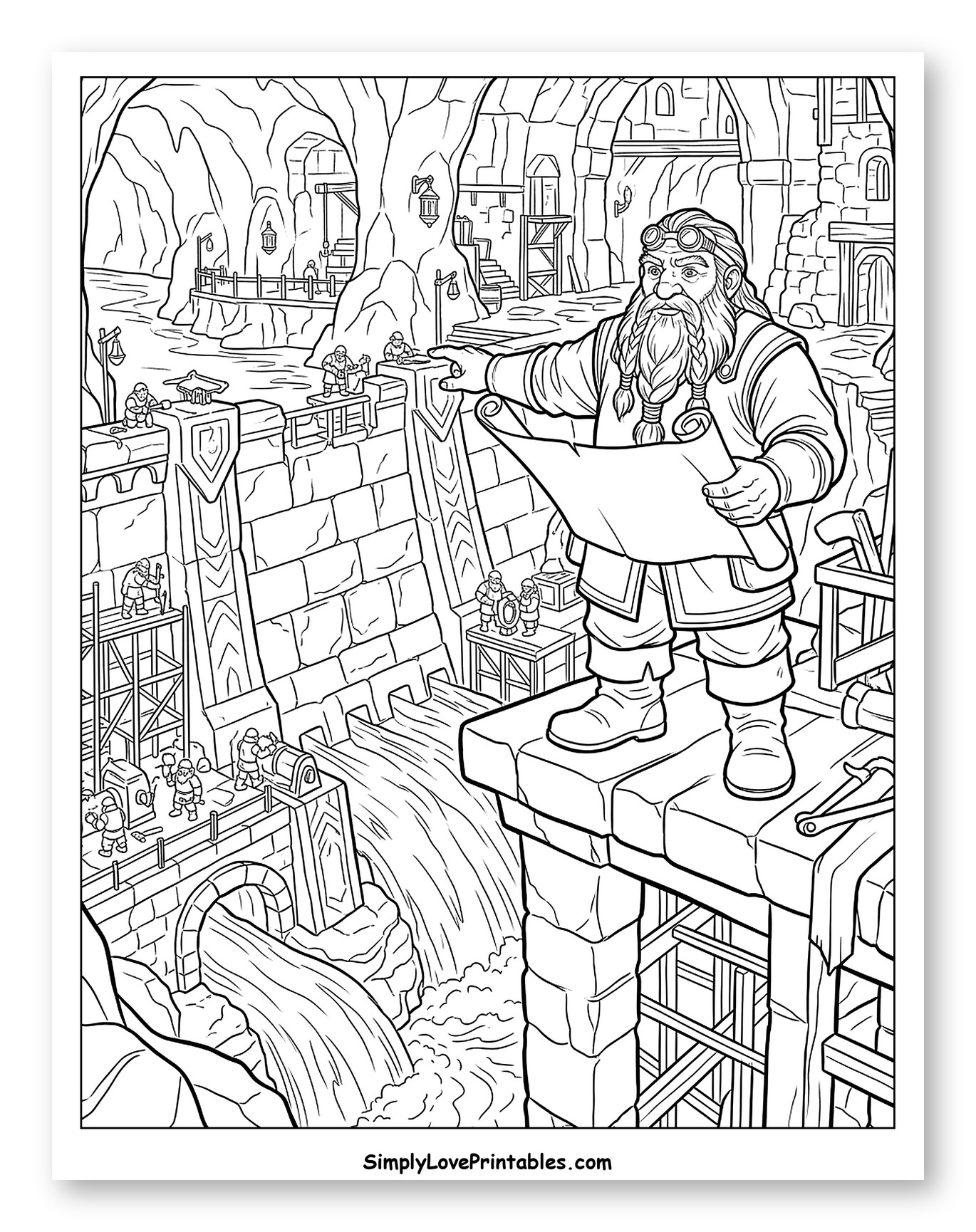 Dwarf Engineer Directing Dam Construction