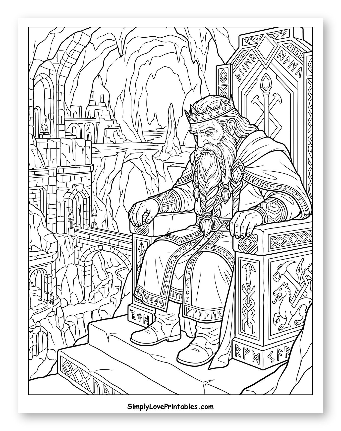 Dwarf King on Ornate Throne in Cavern