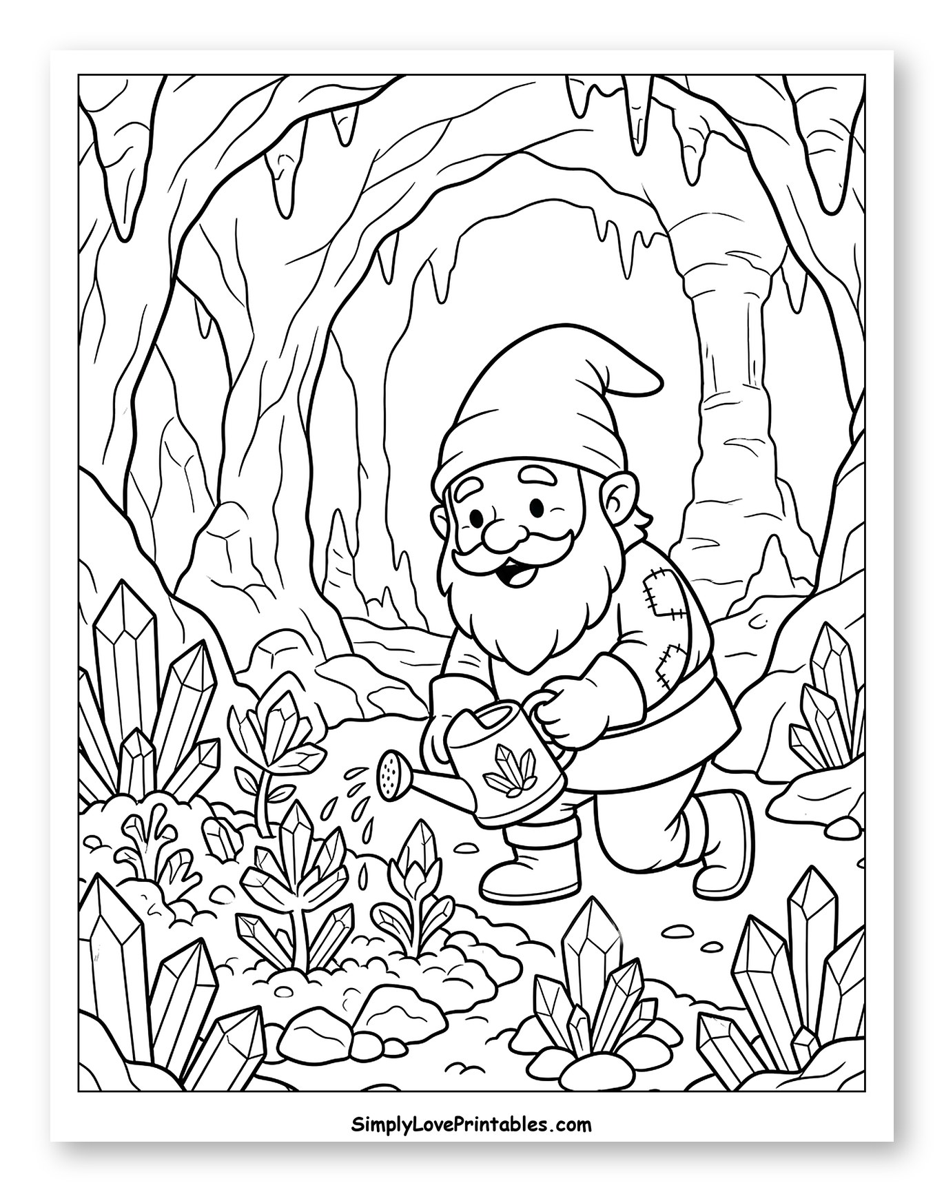 Dwarf Watering Crystal Garden in a Cave