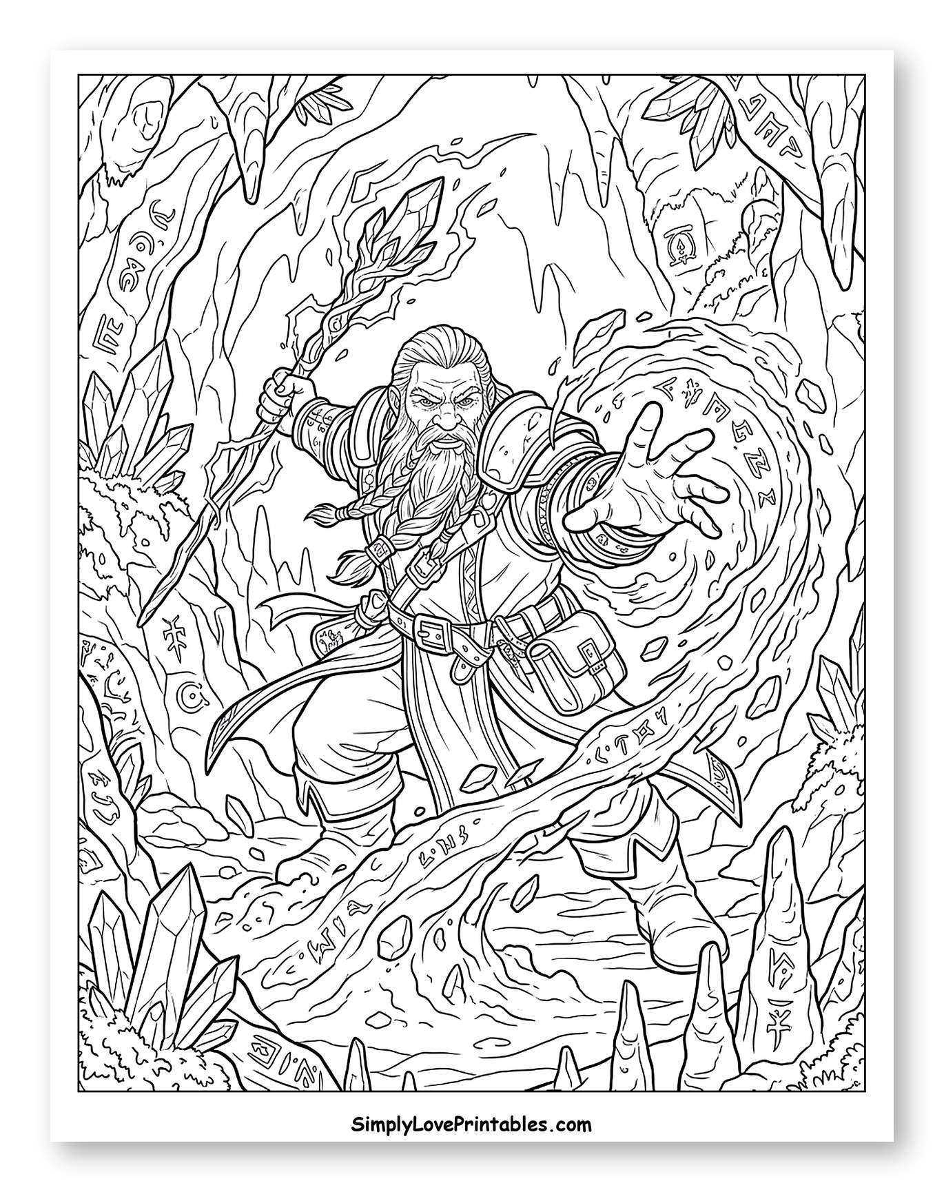Dwarf Wizard Casting Spell in Crystal Cave