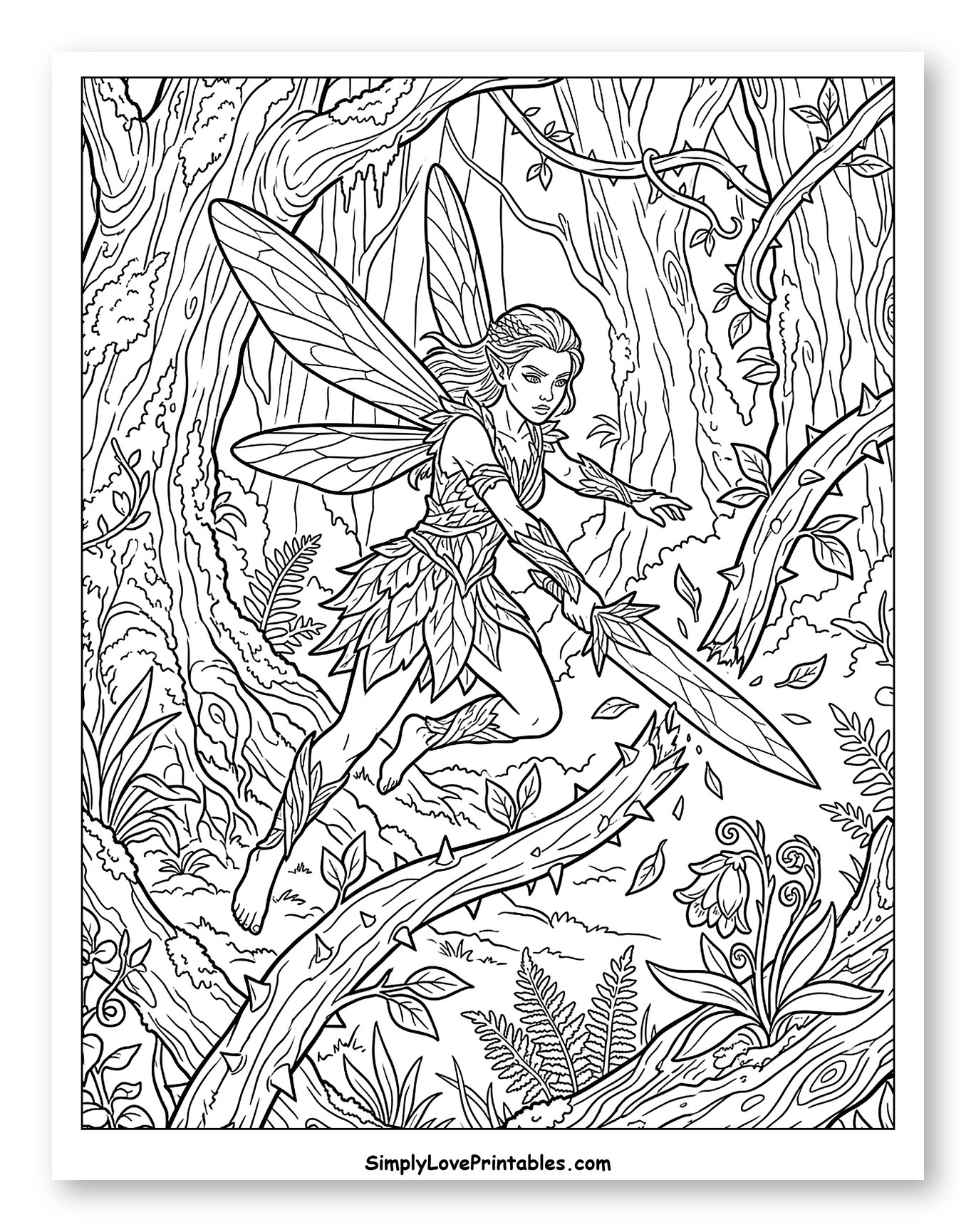 Dynamic Fairy with Sword in Forest