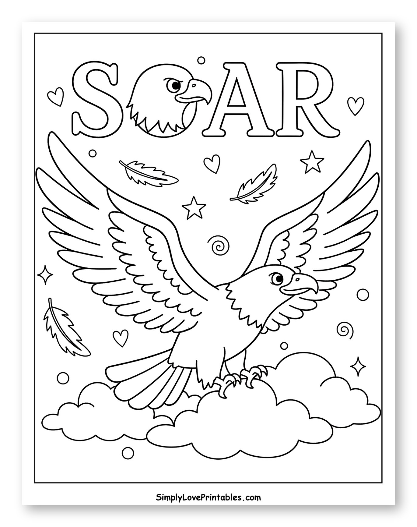 Eagle Soaring Over Clouds with SOAR Word
