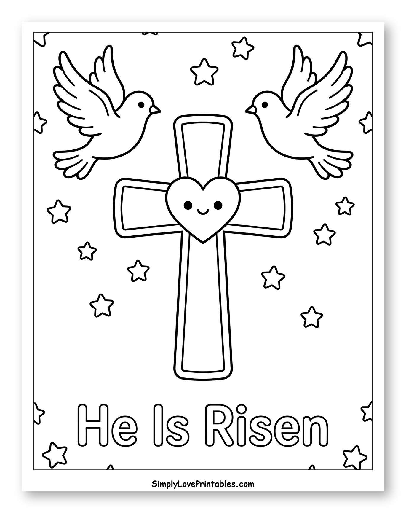 Easter Cross with Doves and He Is Risen
