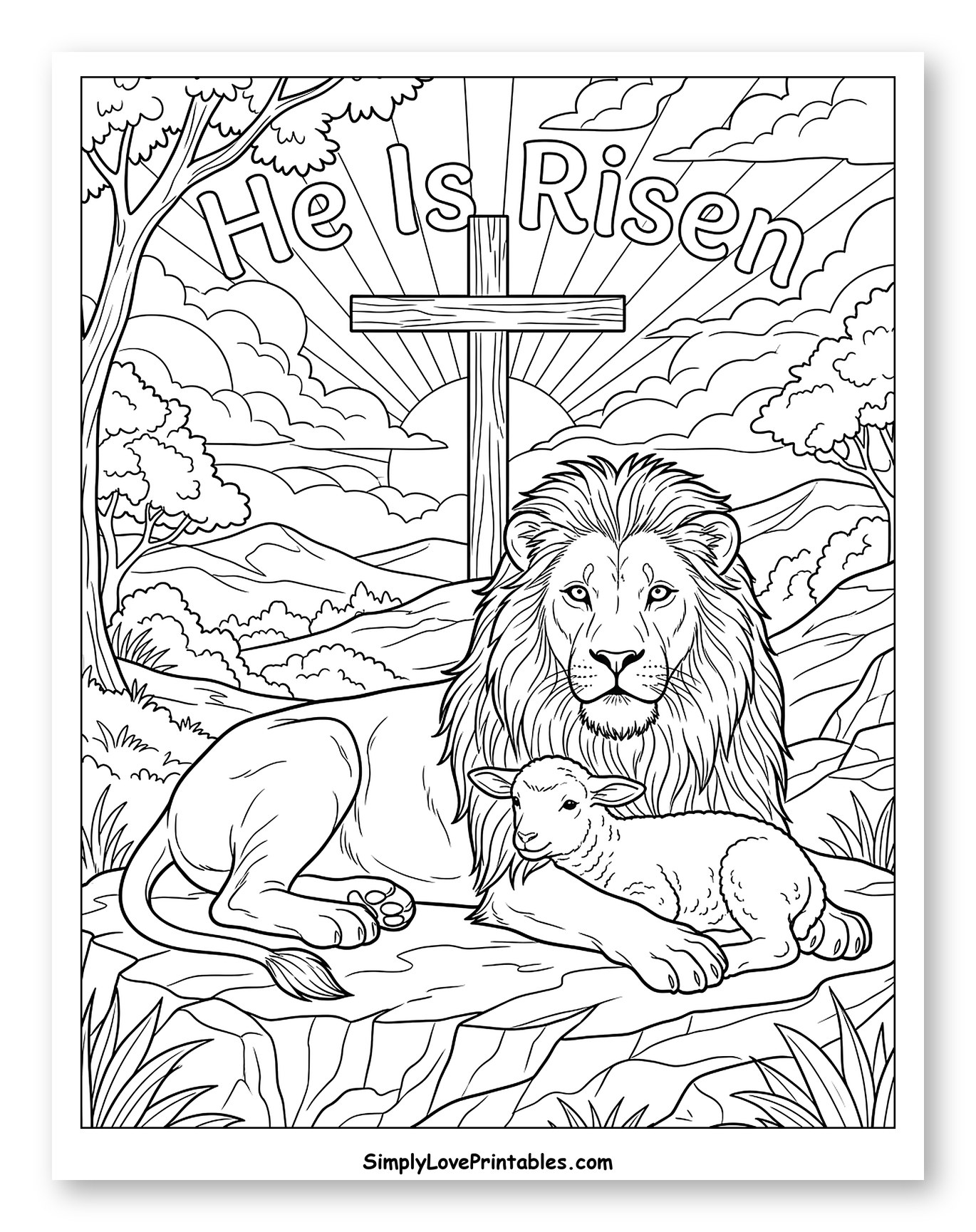 Easter Lion, Lamb, and Cross Scene