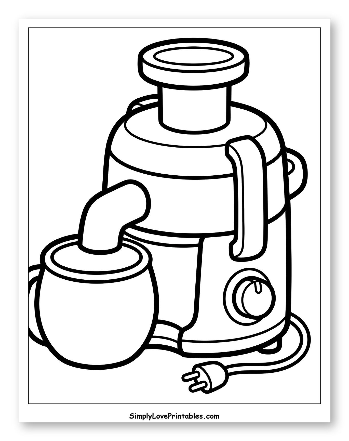 Electric Juicer with a Collecting Cup Coloring Sheet for Toddlers