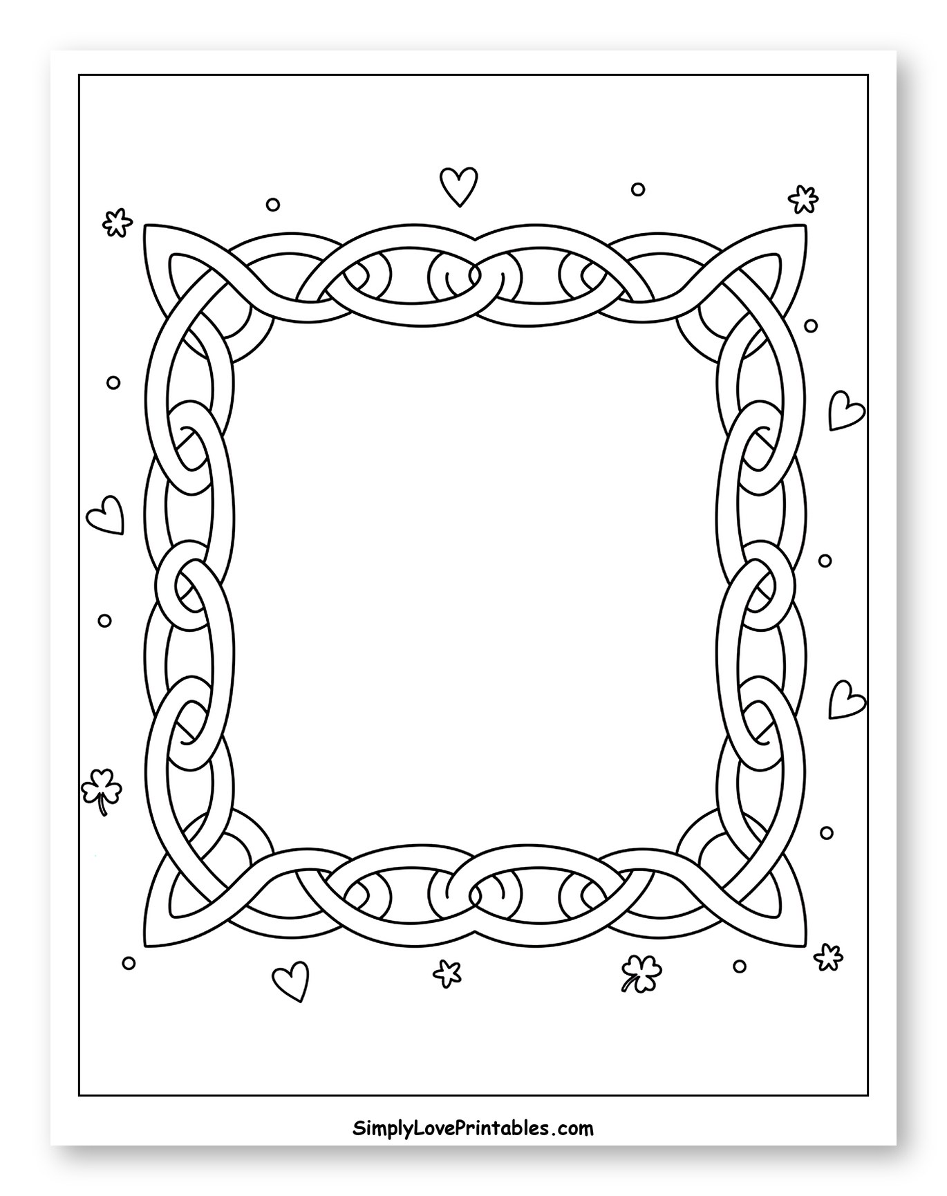 Elegant Celtic Knot Frame with Hearts and Shamrocks