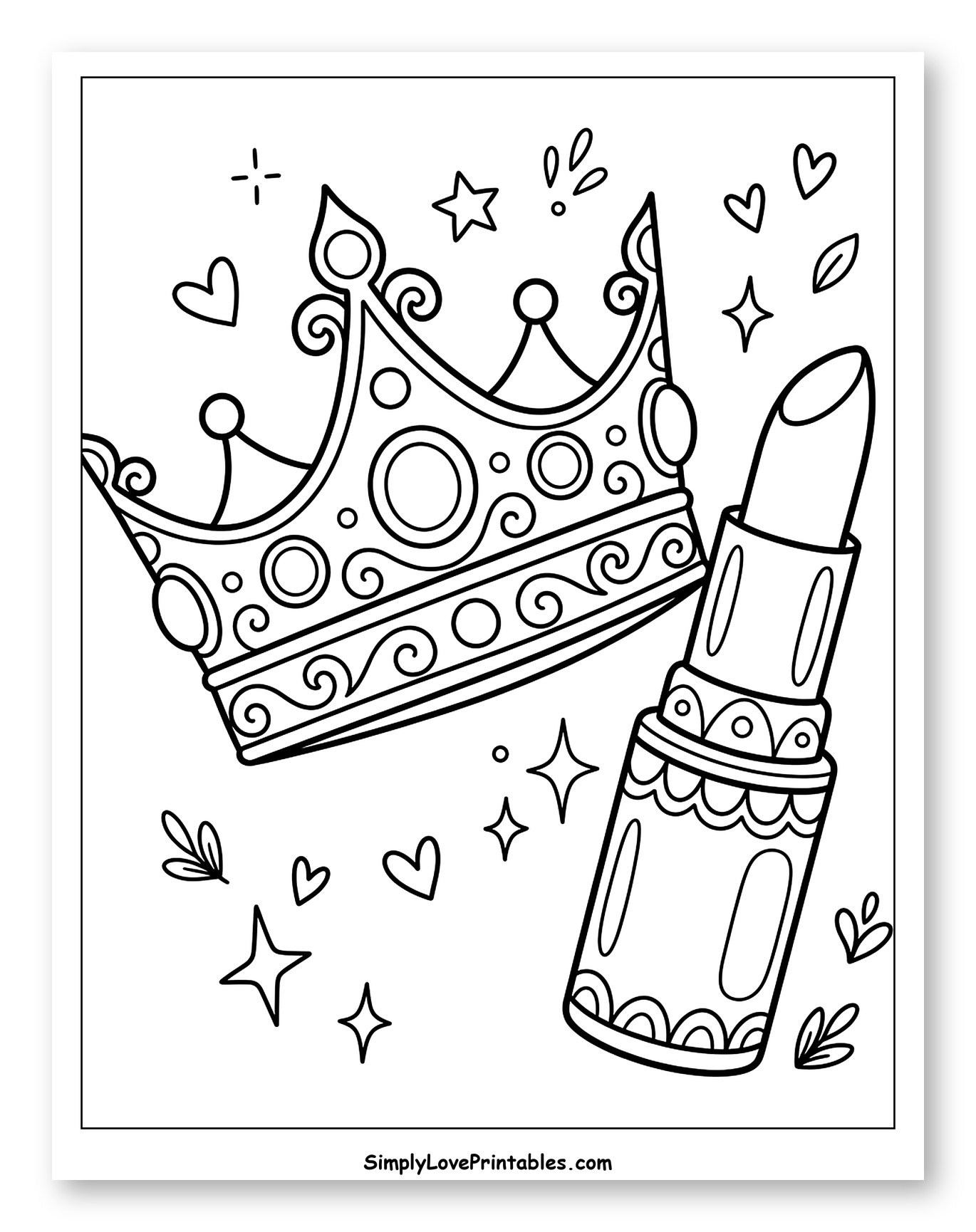 Elegant Crown and Lipstick with Sparkles