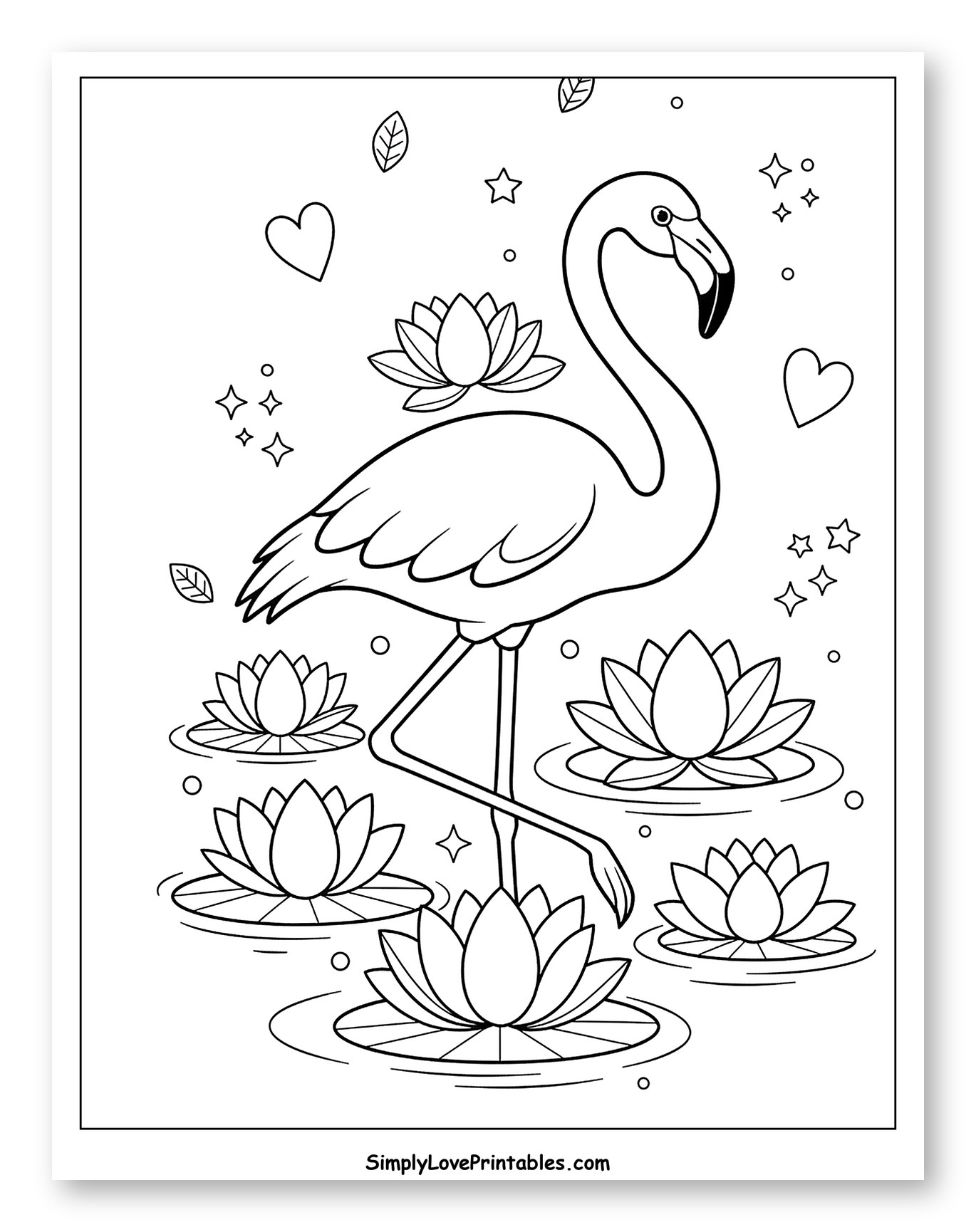 Elegant Flamingo in a Lotus Pond