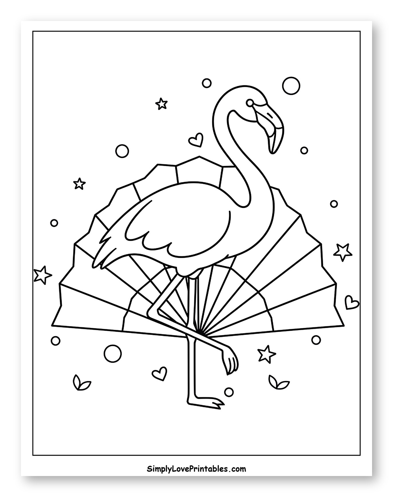 Elegant Flamingo Posing with an Open Fan