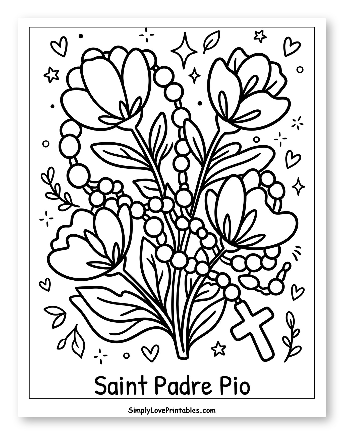 Elegant Floral Rosary with Holy Cross
