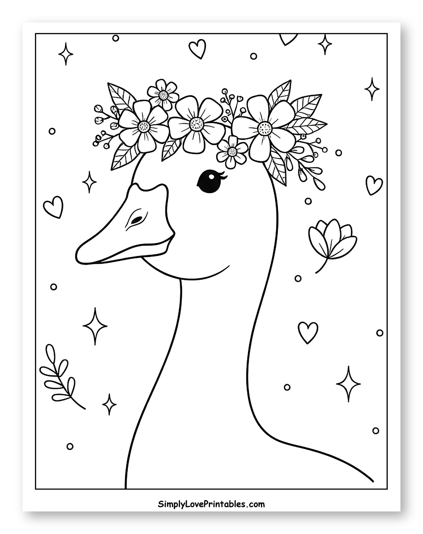Elegant Goose Wearing a Floral Wreath