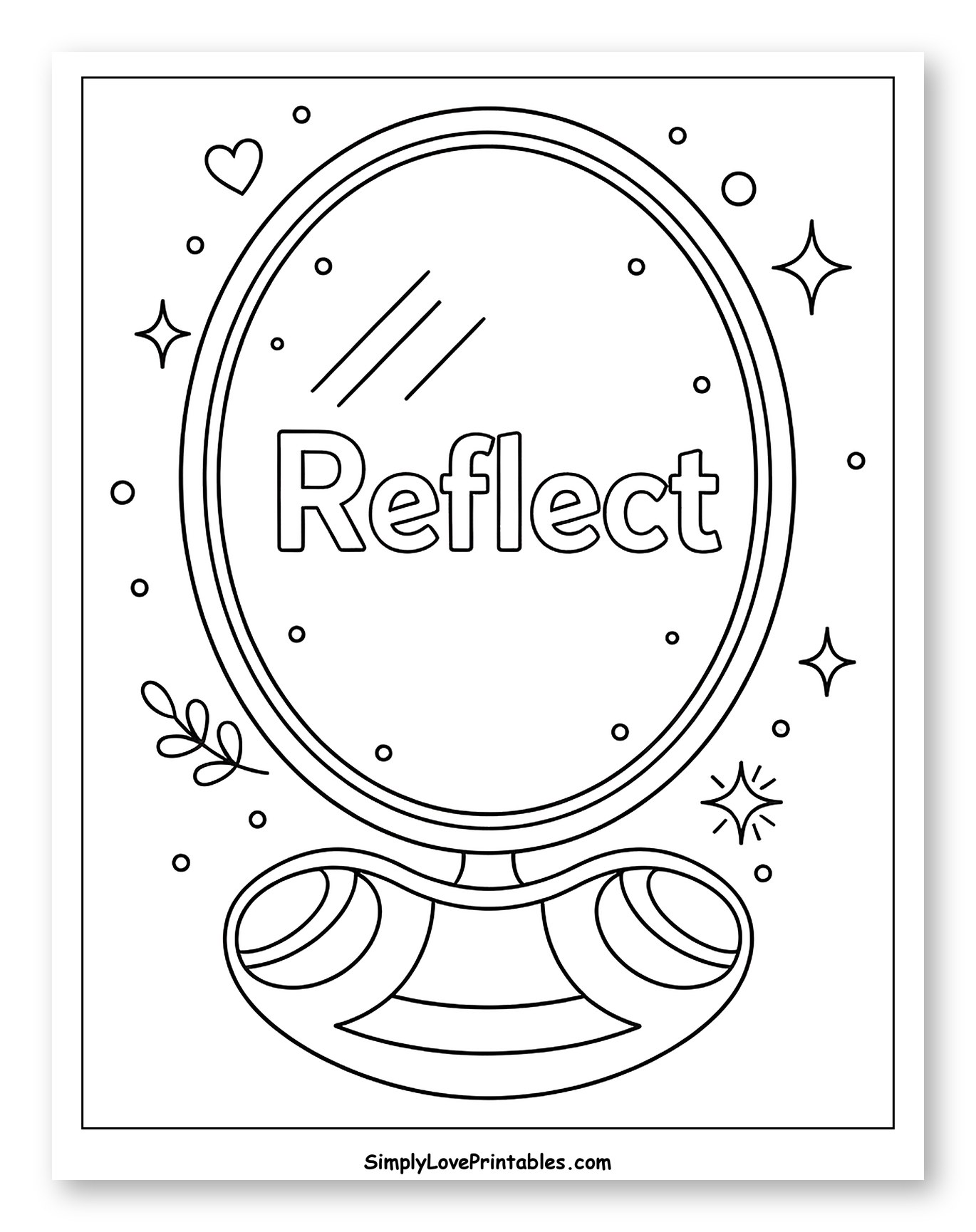 Elegant Mirror with "Reflect" and Ornaments
