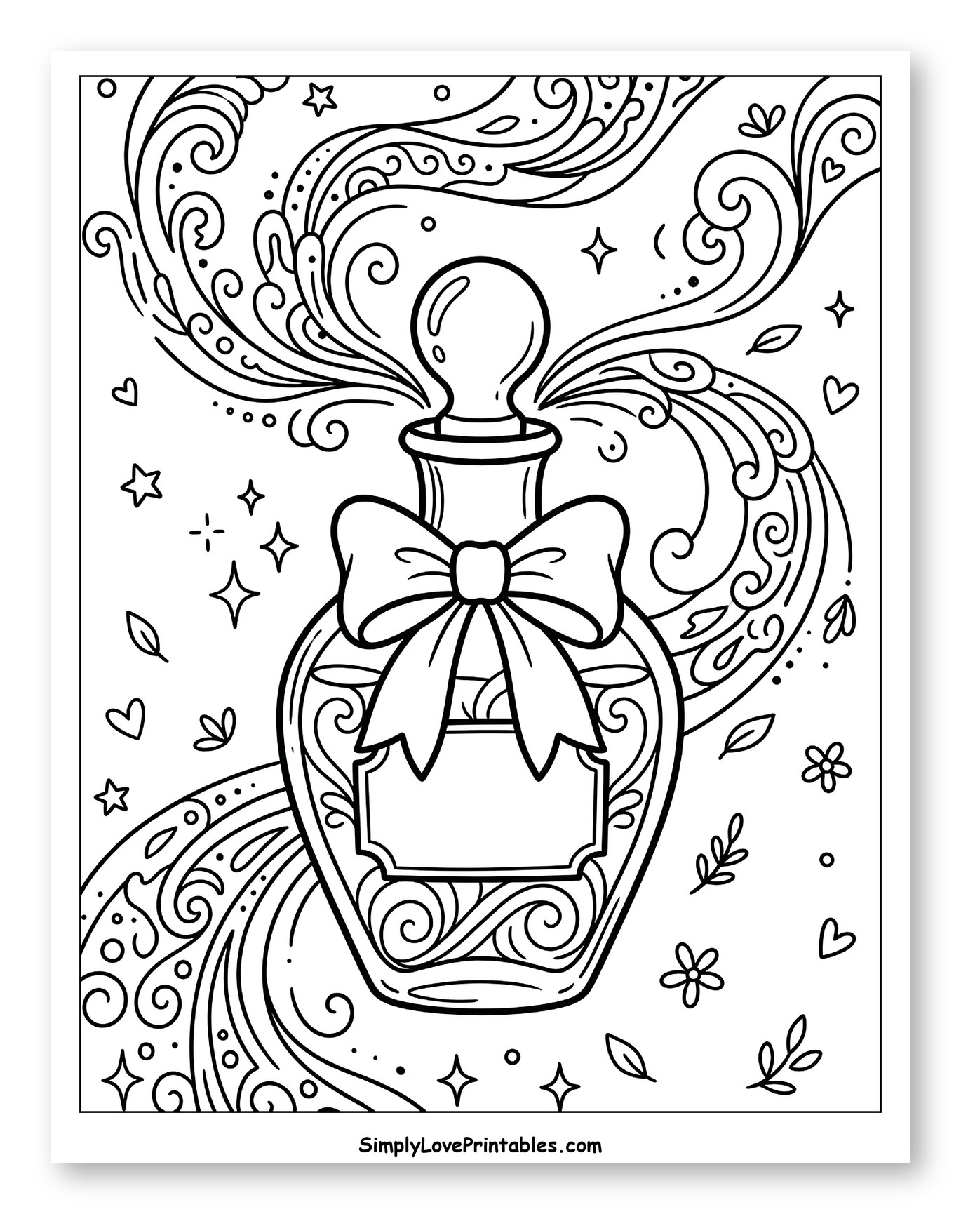 Elegant Perfume Bottle with Swirling Fragrance