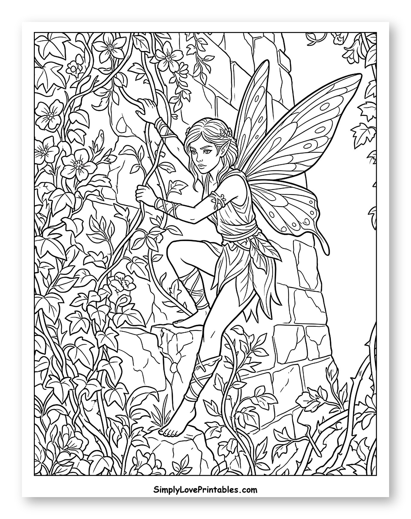 Elegant Pixie Climbing Ivy-Covered Wall to Color