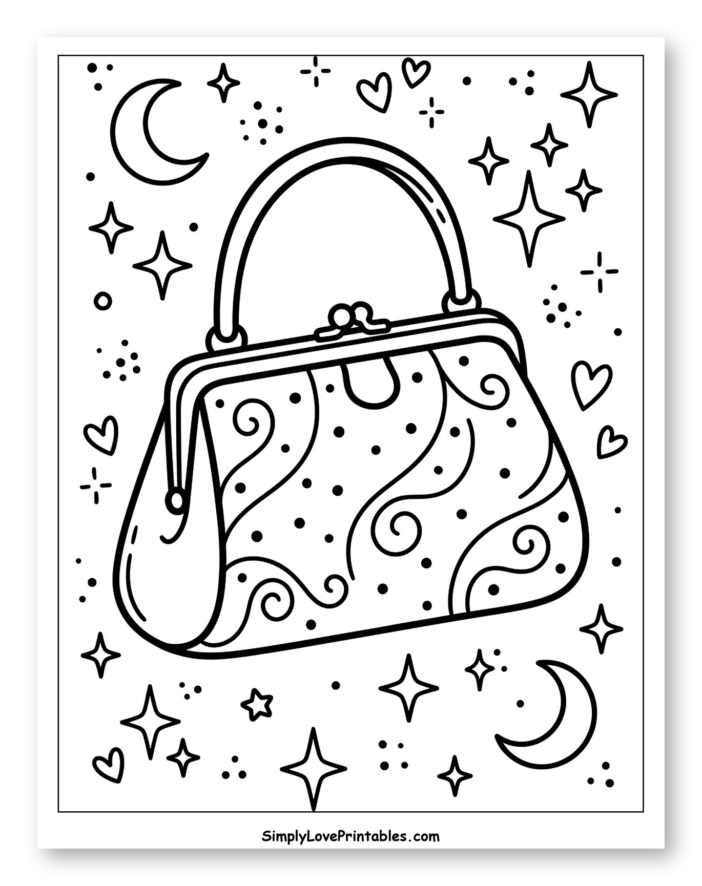 Elegant Purse with Celestial and Heart Embellishments