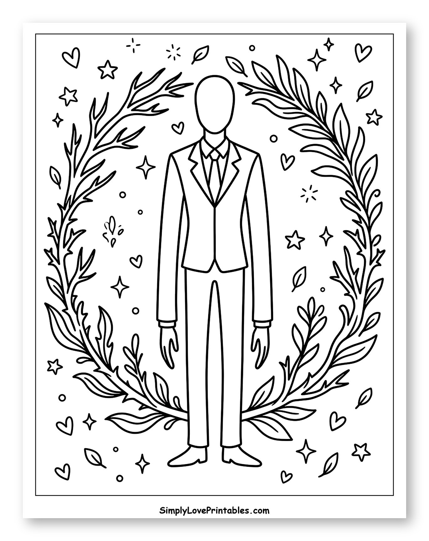 Elegant Slender Man in Natural Frame Coloring Page for Adults