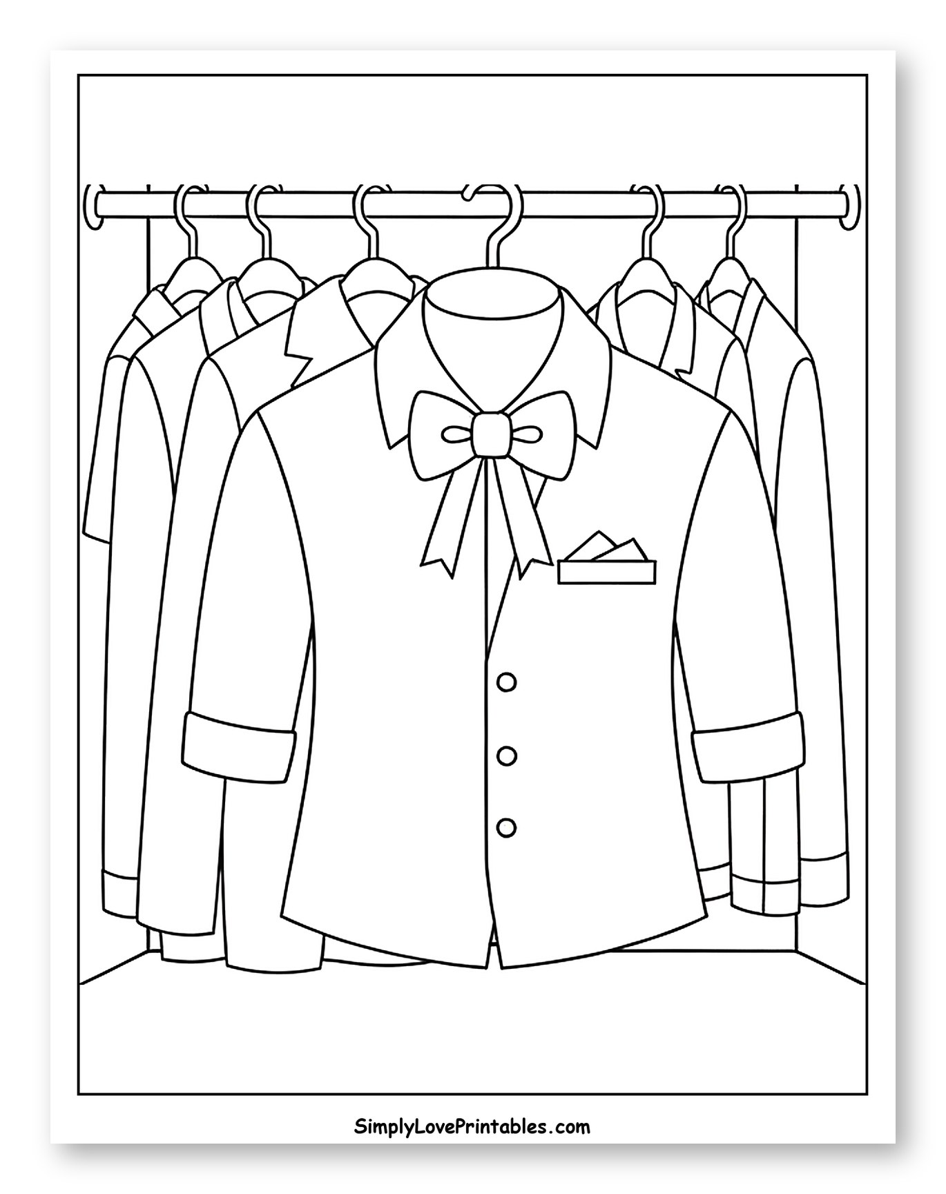 Elegant Suits on Hangers with Bow Tie