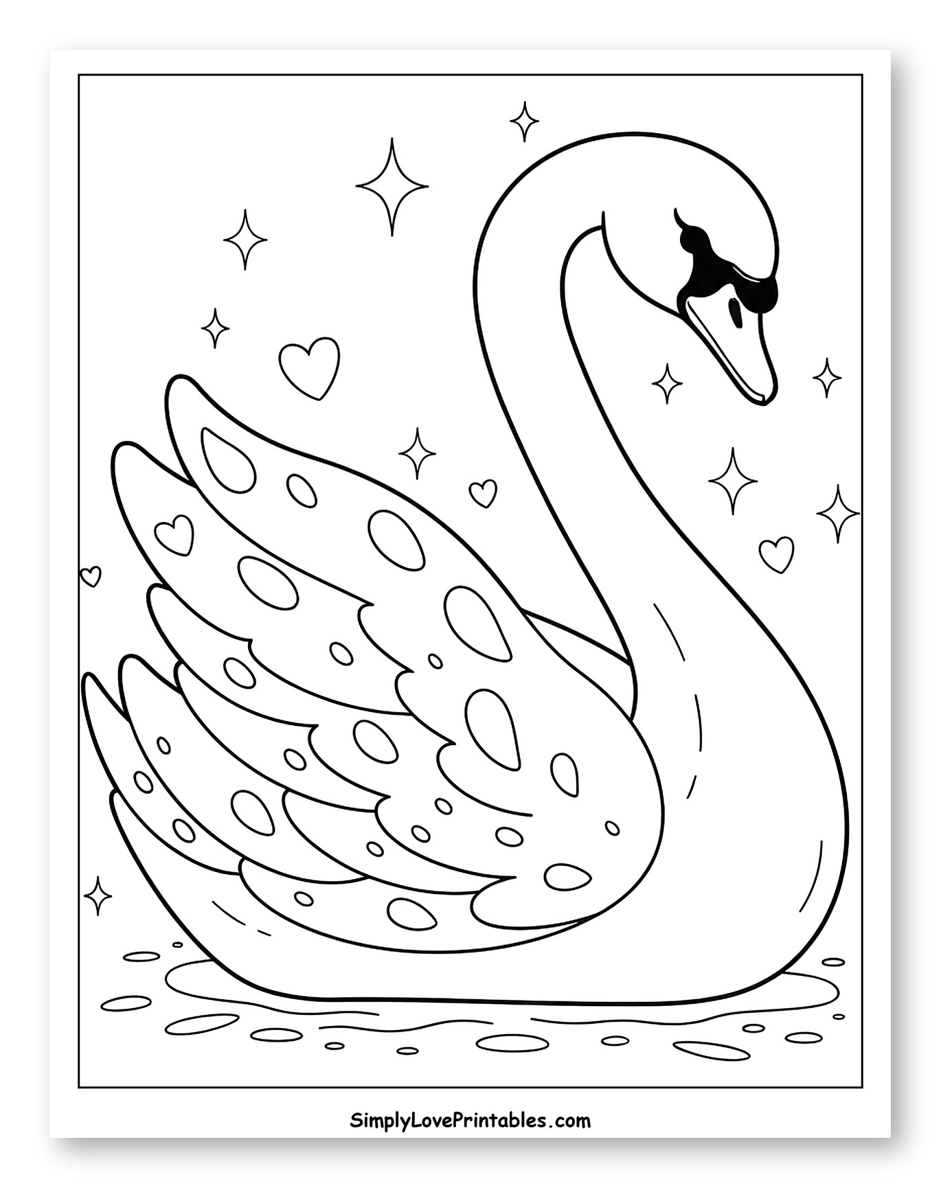 Elegant Swan with Stars and Hearts