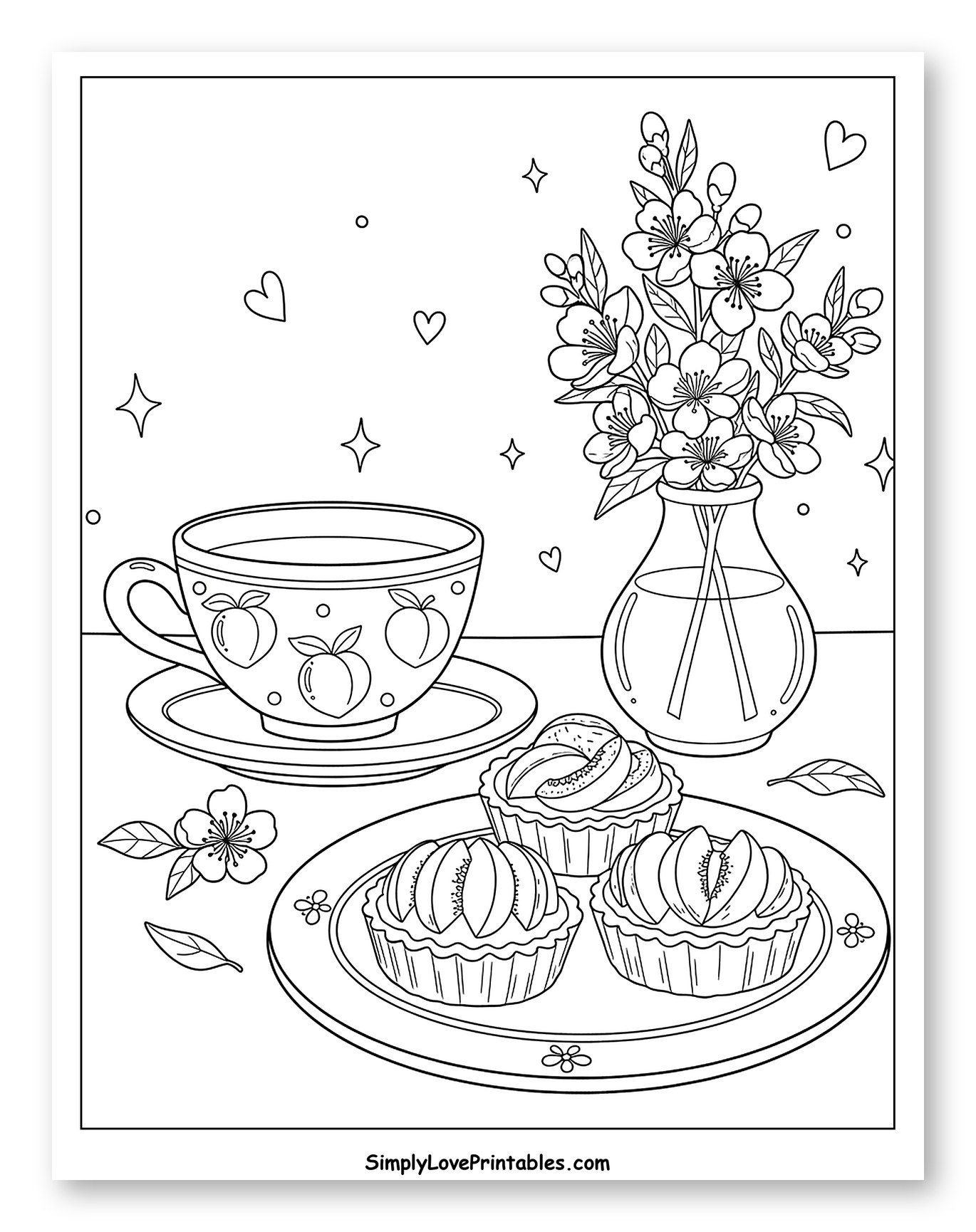 Elegant Tea Table with Peach Treats and Flowers