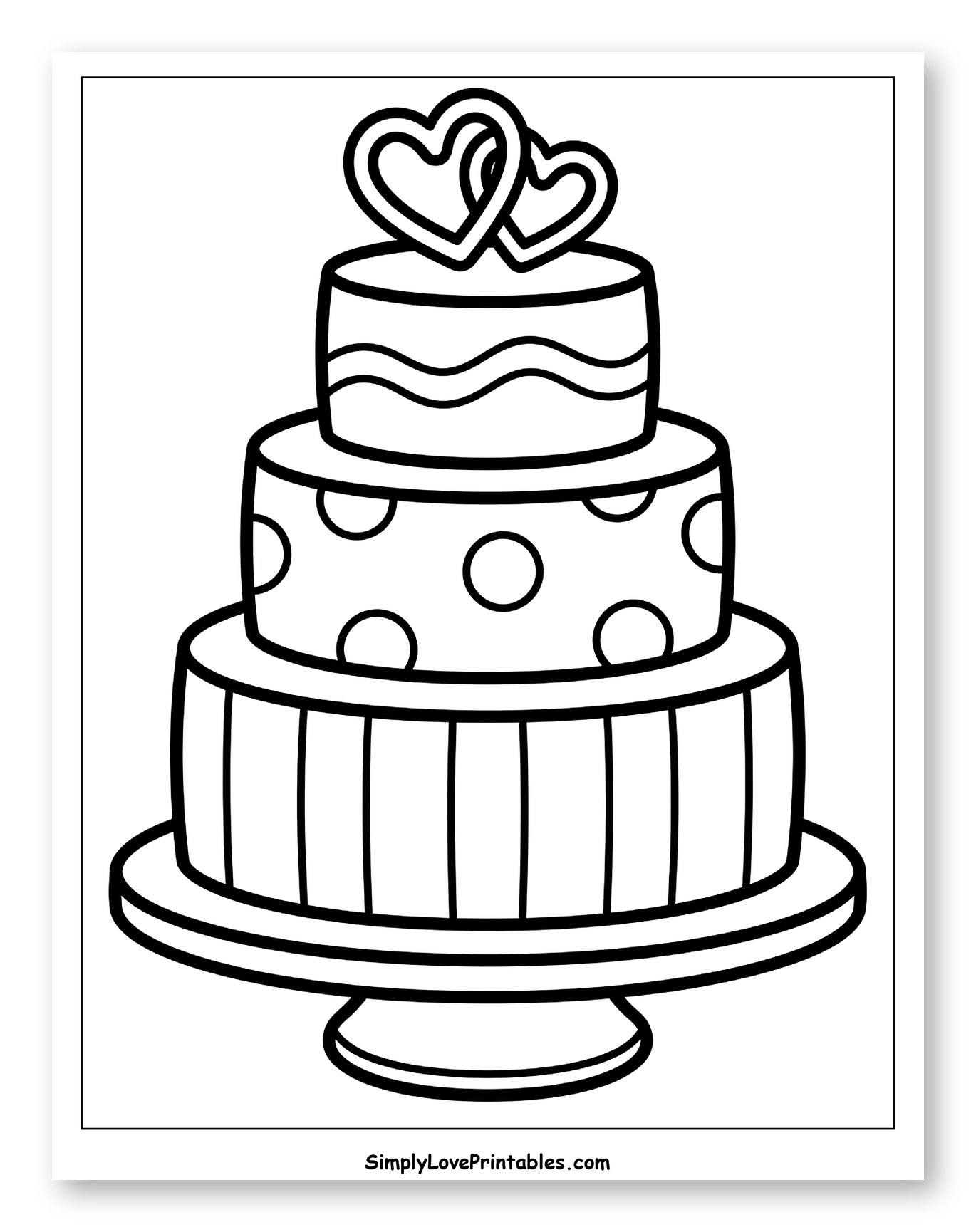 Elegant Three-Tiered Wedding Cake with Hearts