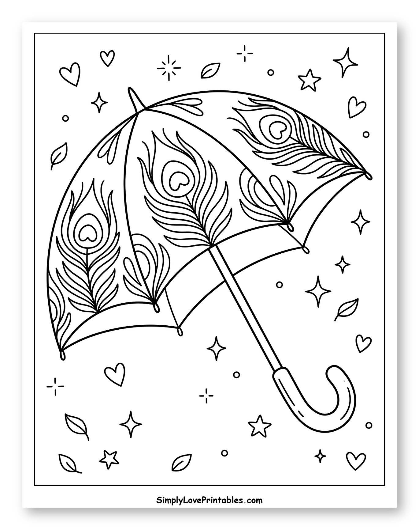 Elegant Umbrella with Peacock Feathers and Stars