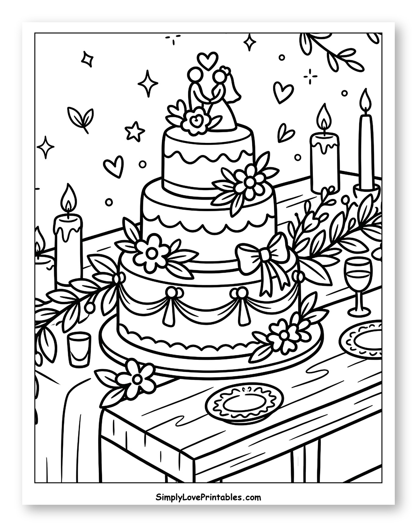 Elegant Wedding Cake with Candles and Table Setting