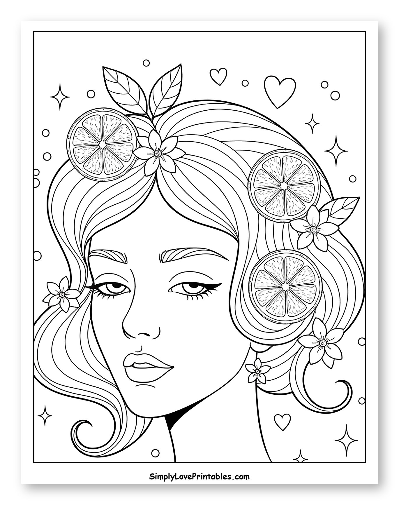 Elegant Woman with Citrus and Floral Hair