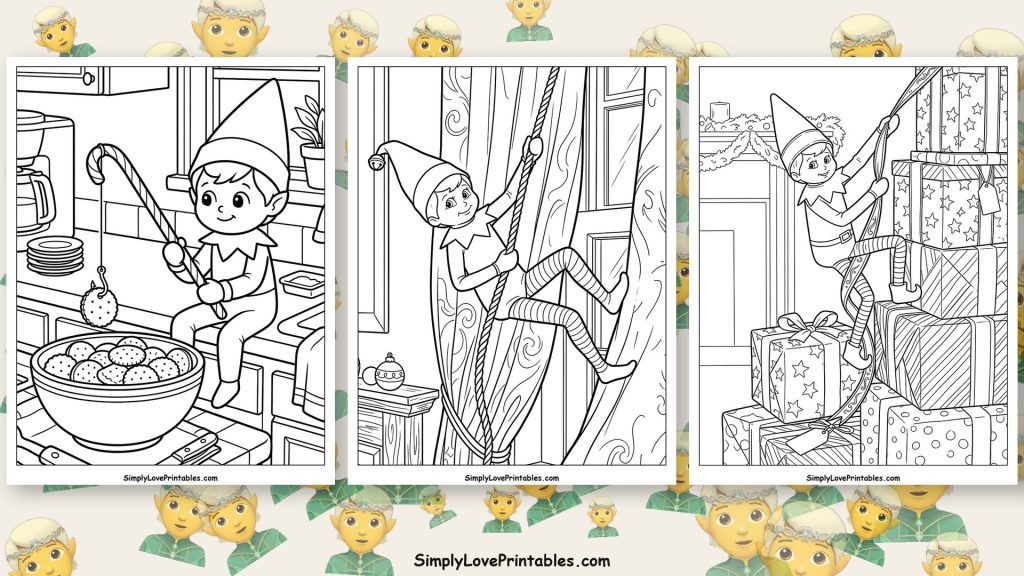 Elf on the Shelf coloring pages featured image