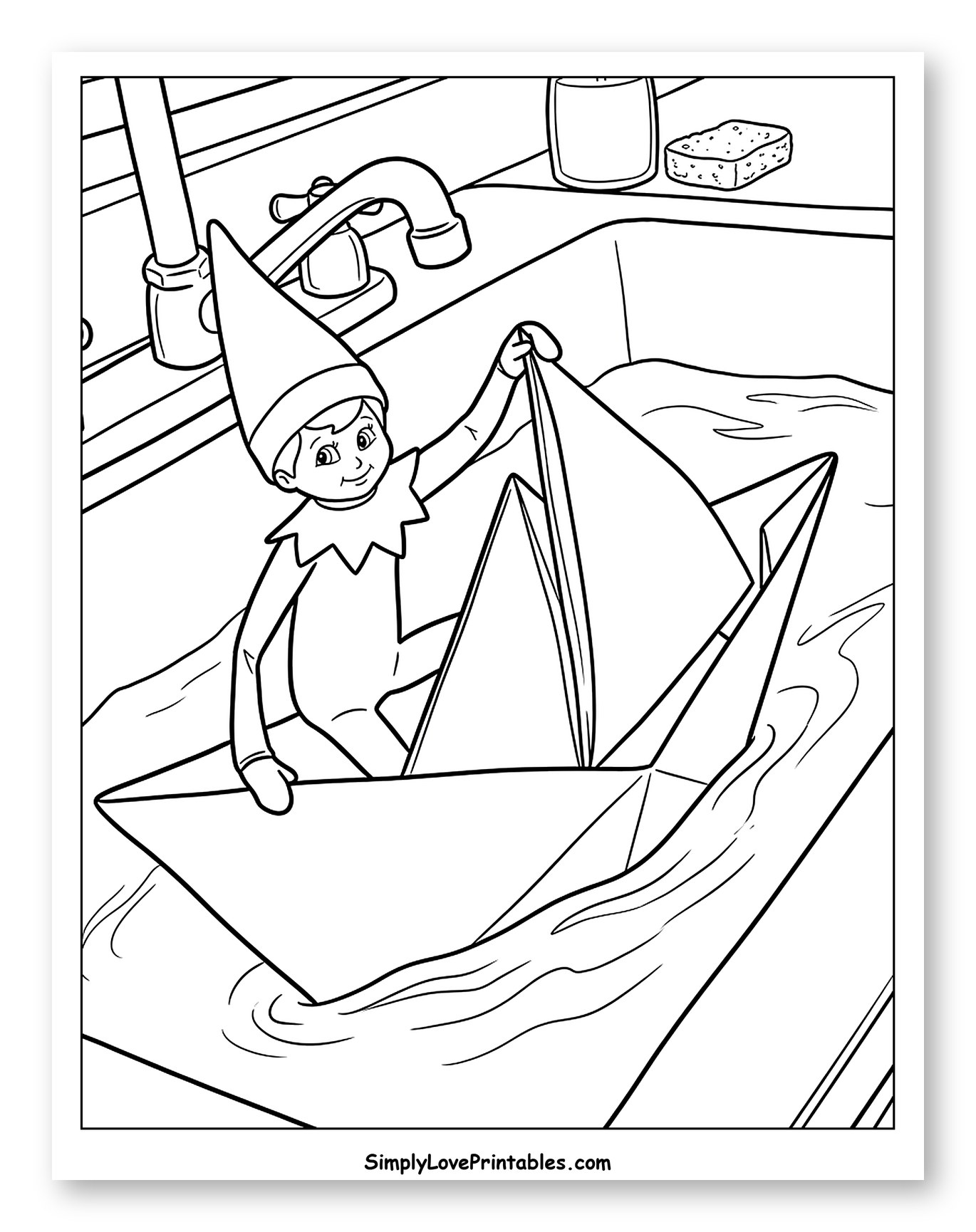 Elf on the Shelf Sailing a Paper Boat