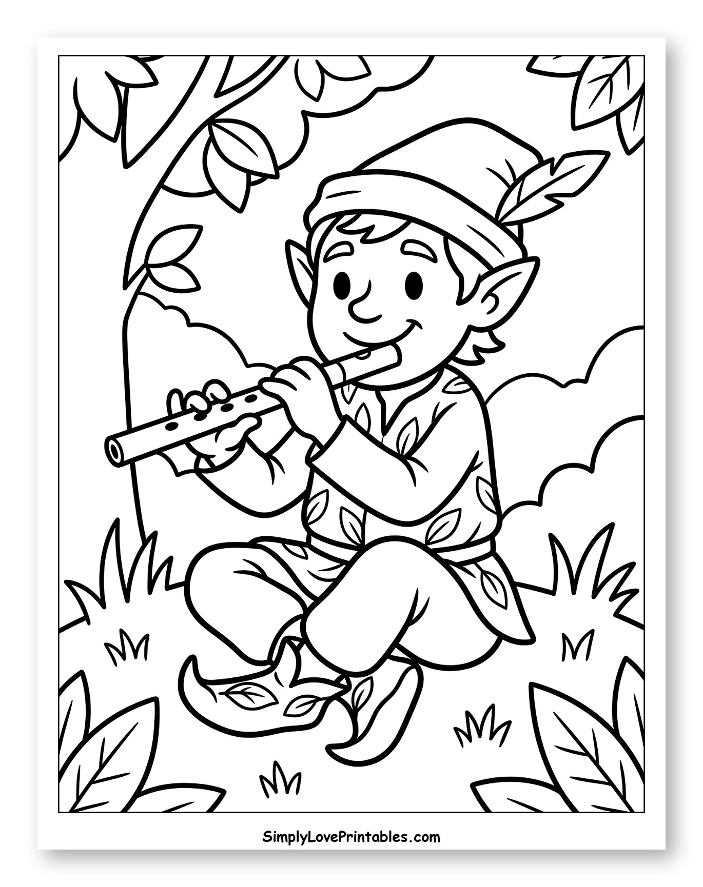 Elf Playing a Flute in the Forest