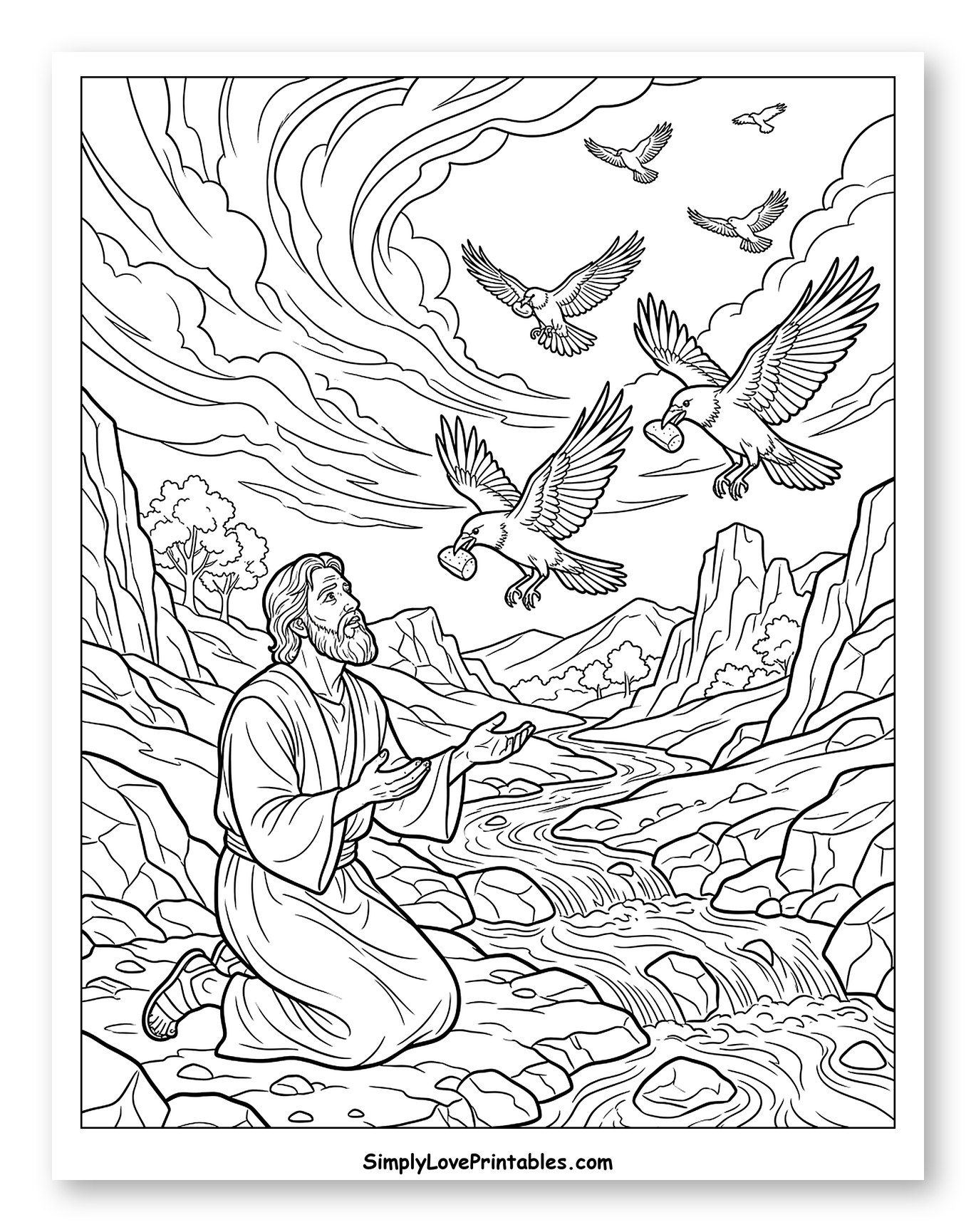 Elijah Fed by Ravens by a Stream