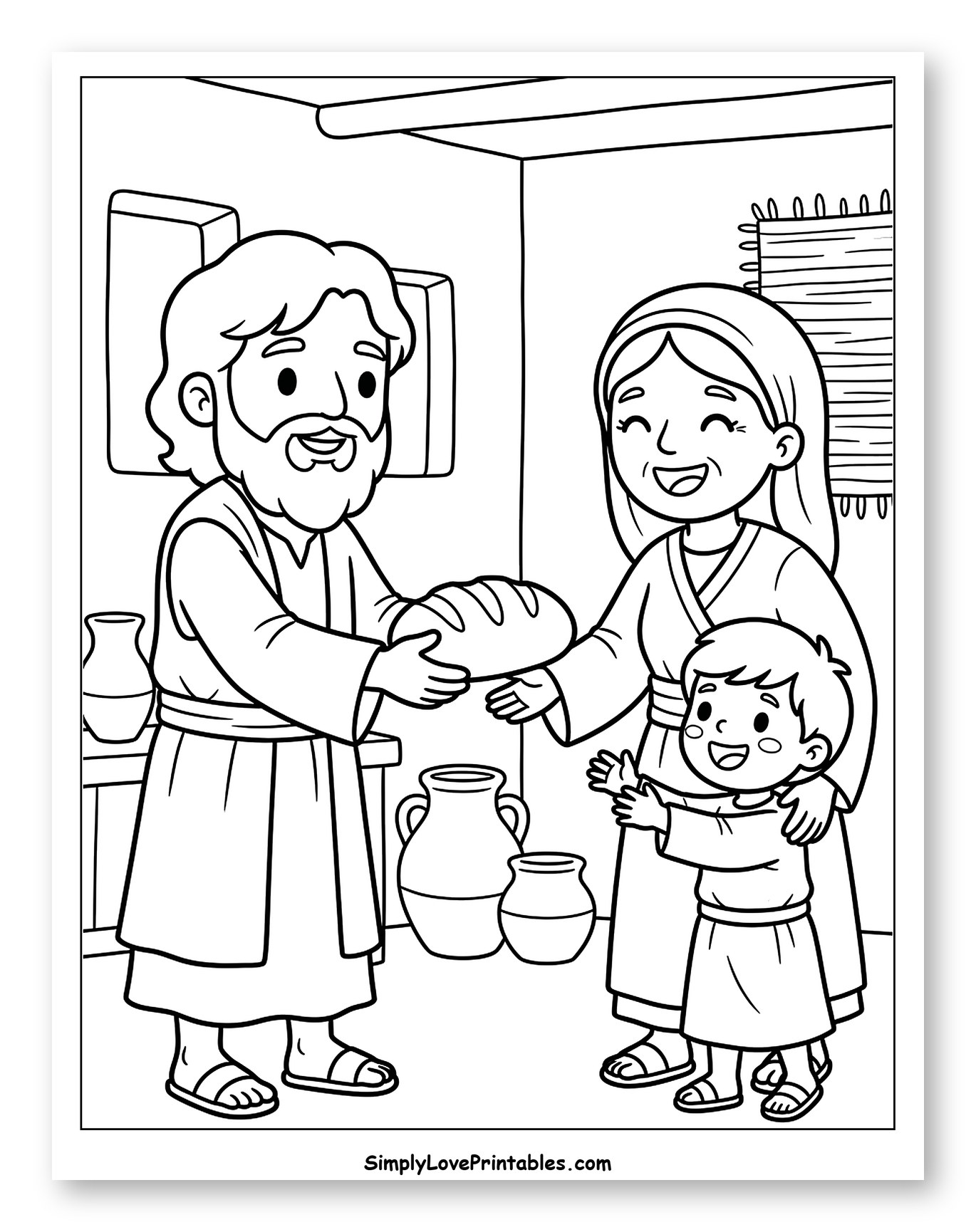 Elijah Sharing Bread with a Happy Family