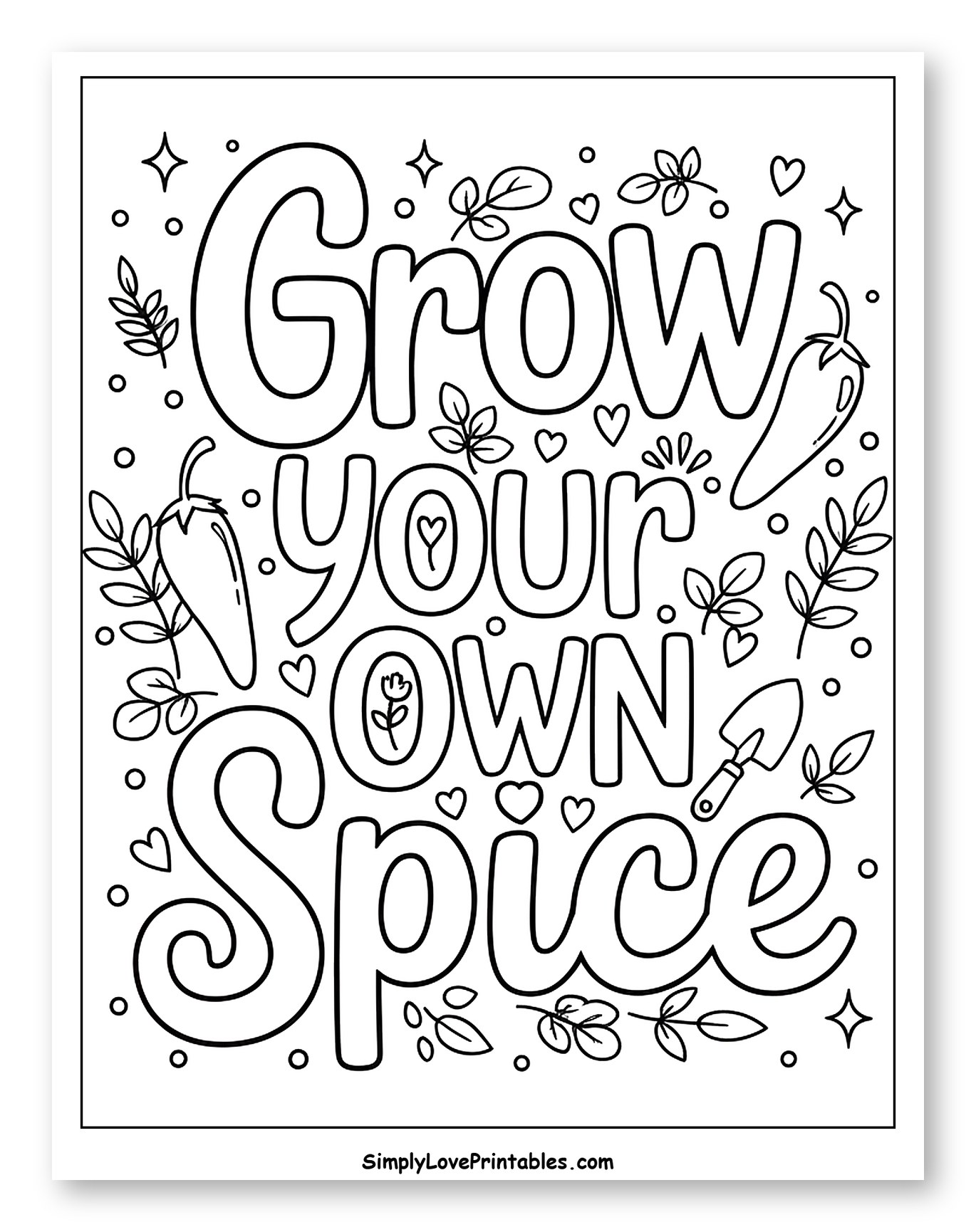 Empowering Message to Grow Your Own Spice Coloring Sheet for Adults