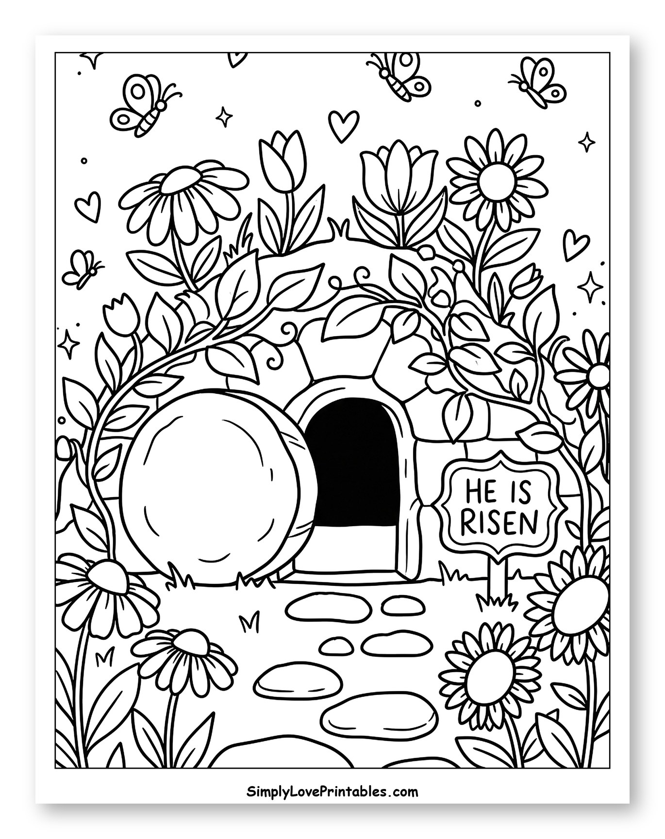 Empty Tomb with He Is Risen Sign