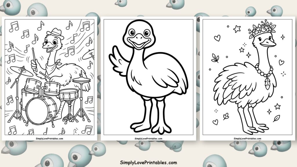 Emu coloring pages featured image