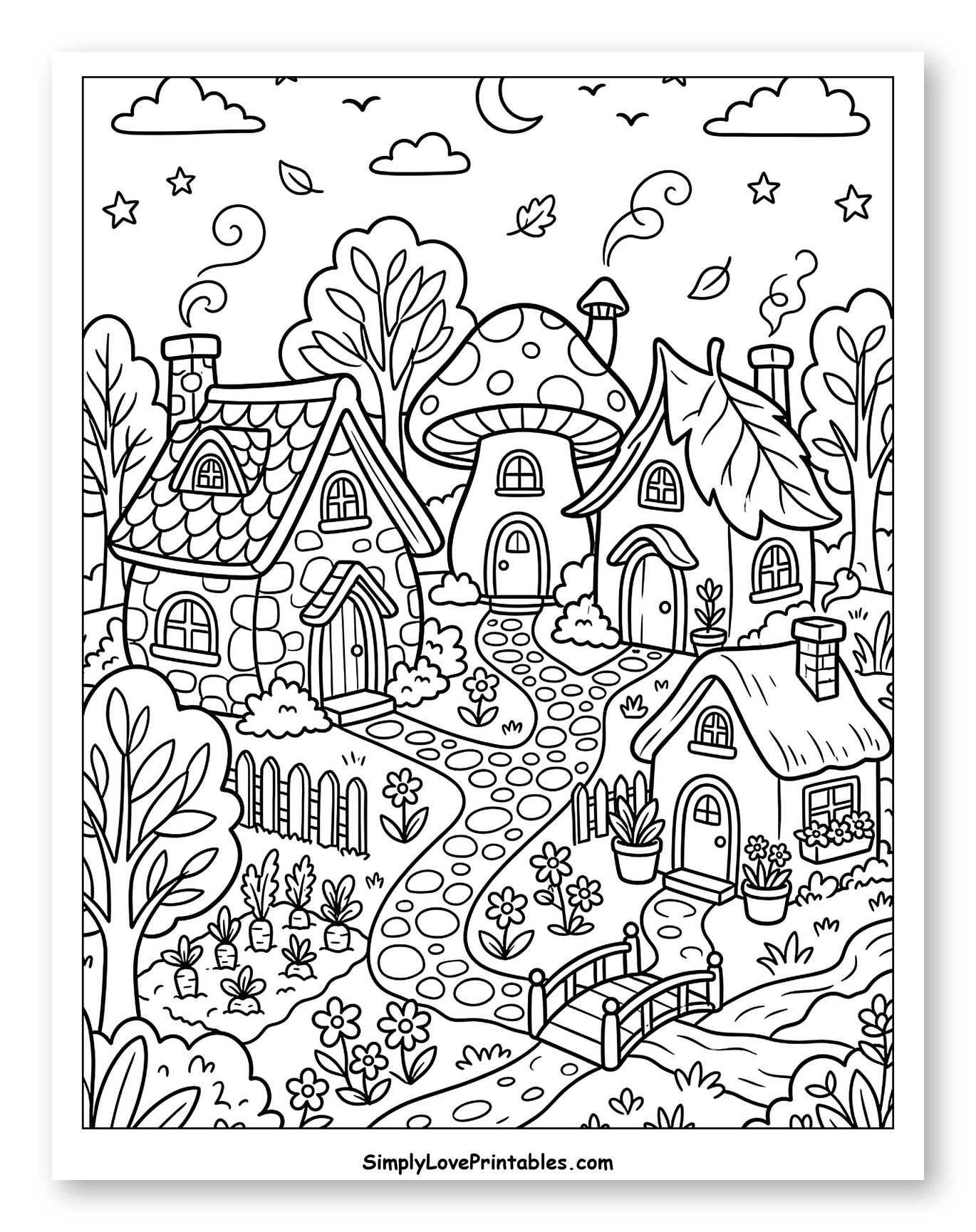 Enchanted Fairy Village with Houses and Gardens