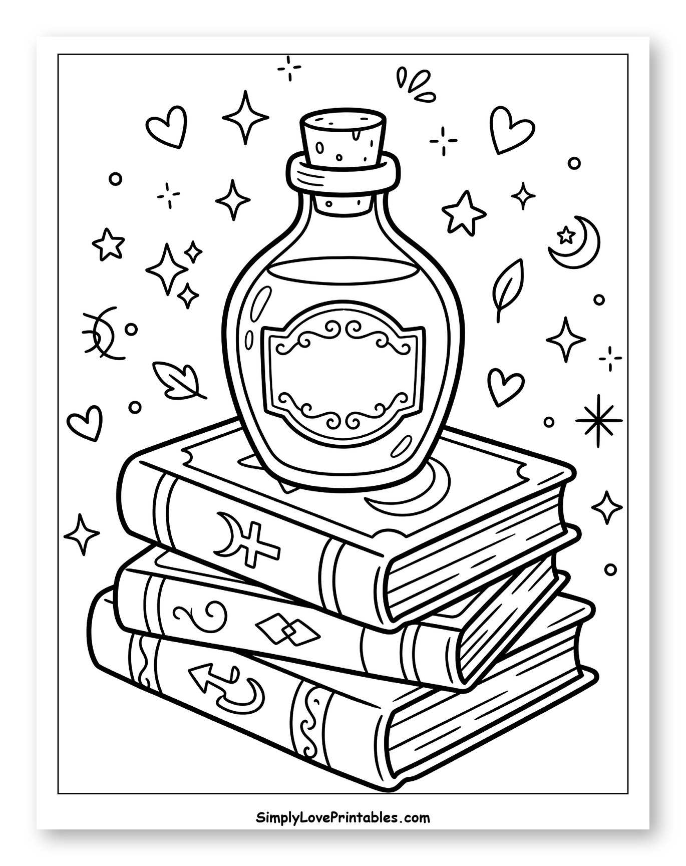 Enchanted Potion Bottle on Spell Books