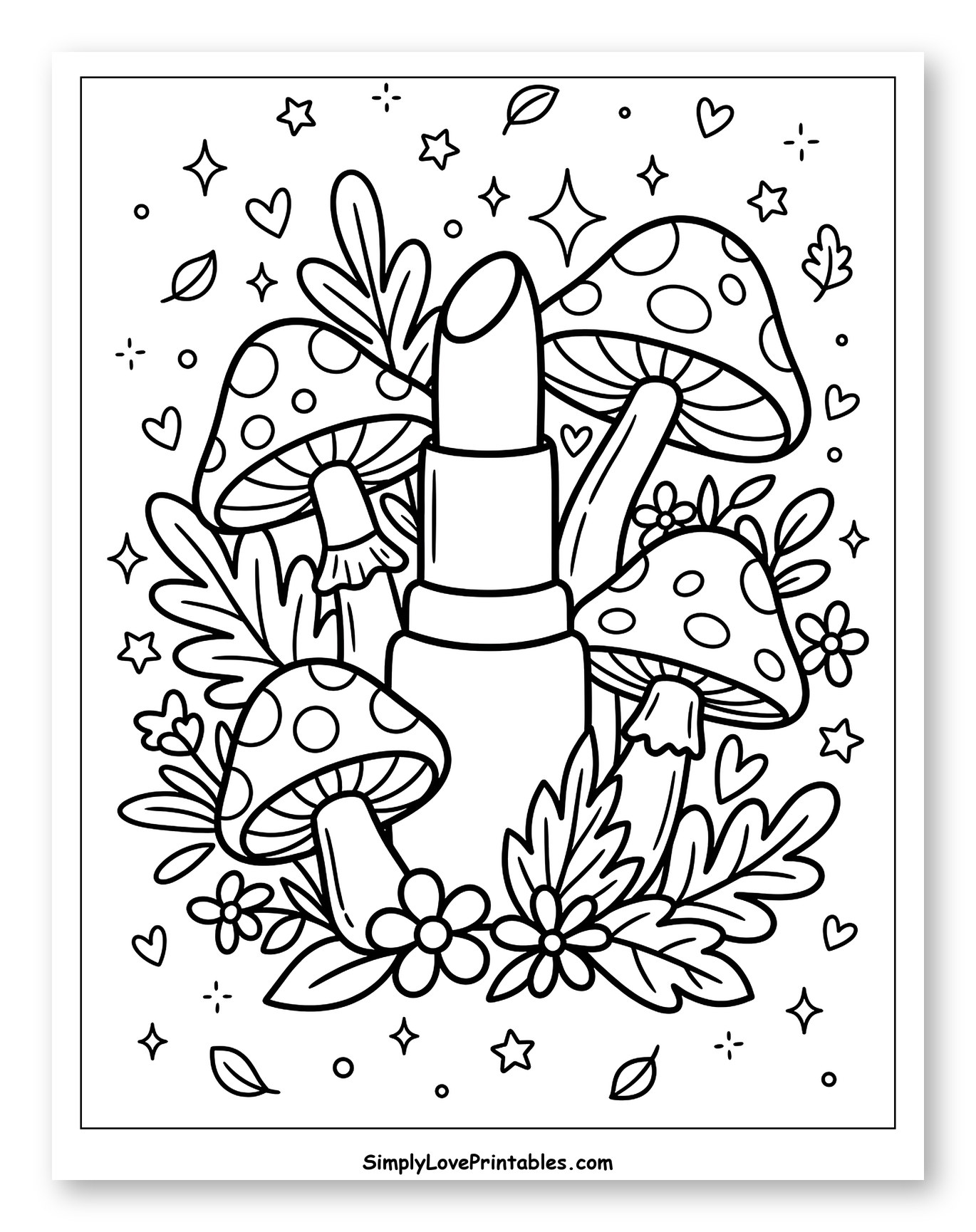 Enchanting Lipstick with Spotted Mushrooms and Foliage