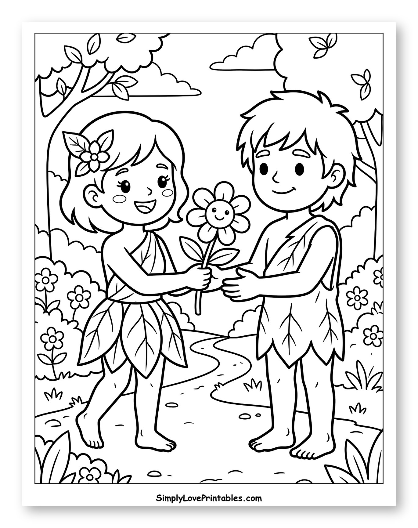 Eve Offering a Flower to Adam