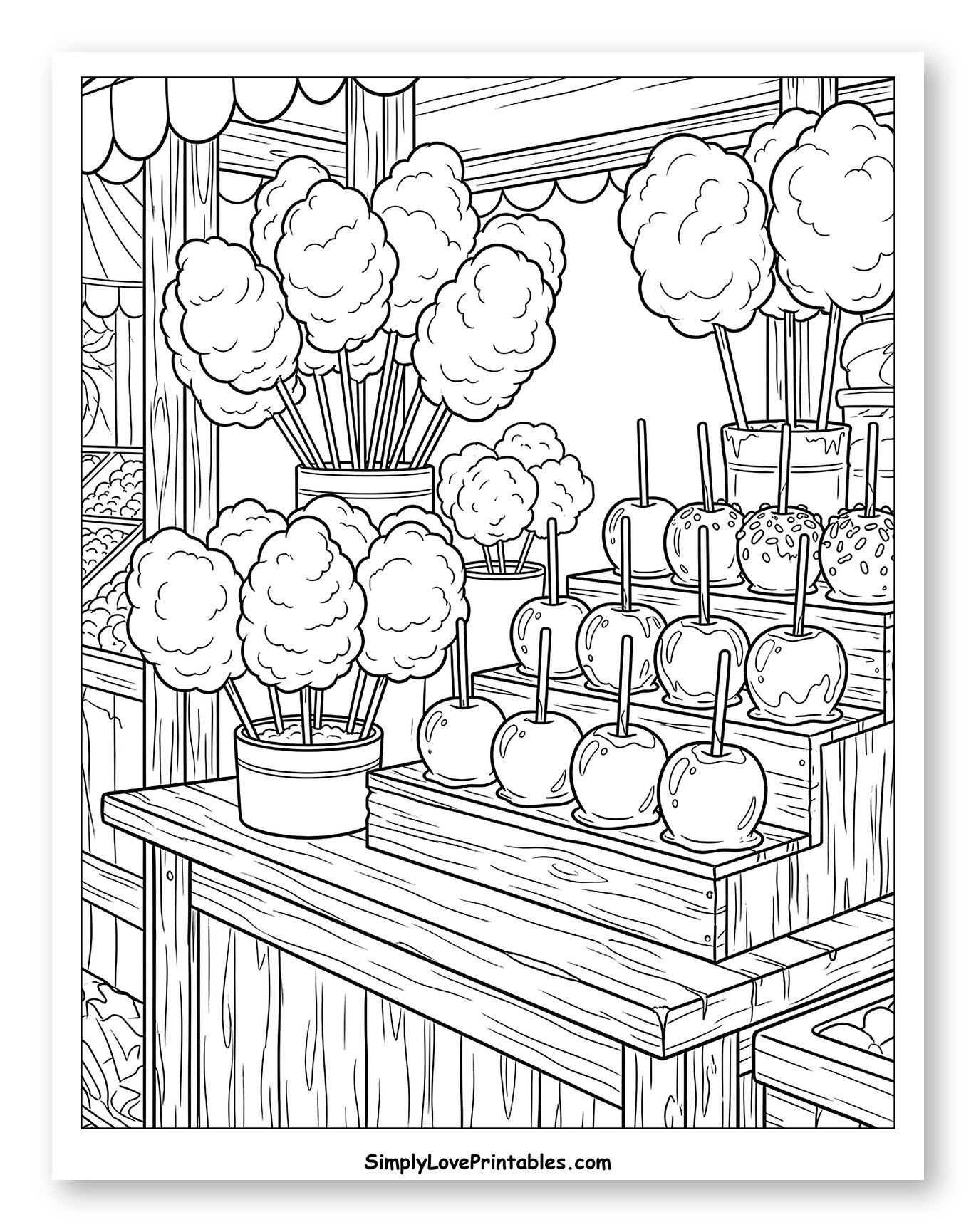 Fair Booth with Cotton Candy and Caramel Apples
