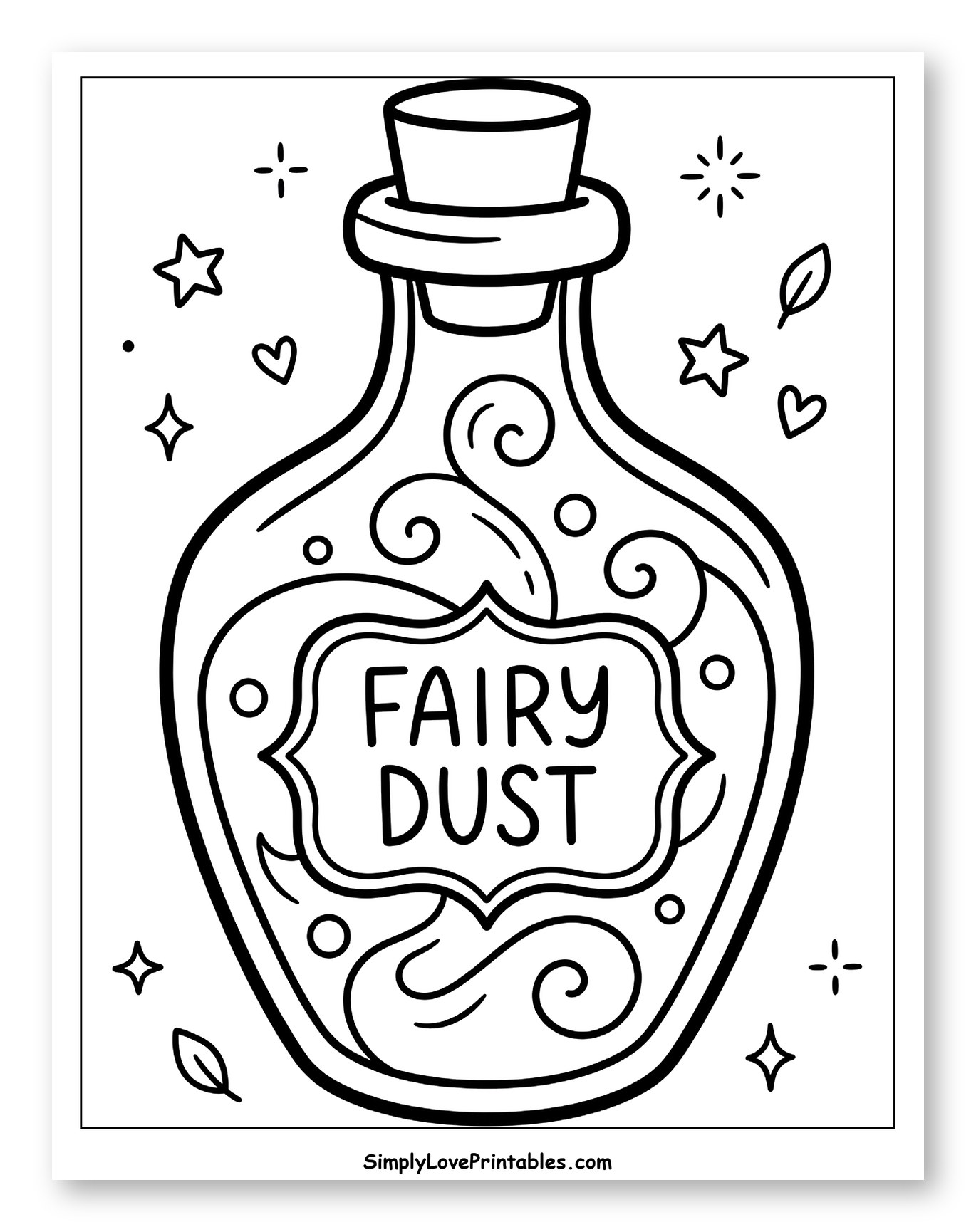 Fairy Dust Potion Bottle with Sparkles Coloring Page for Adults