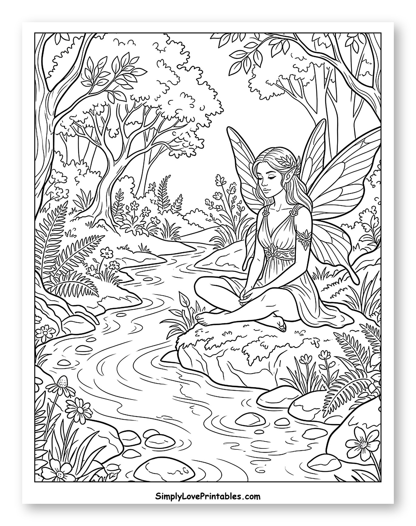 Fairy Resting by a Forest Stream