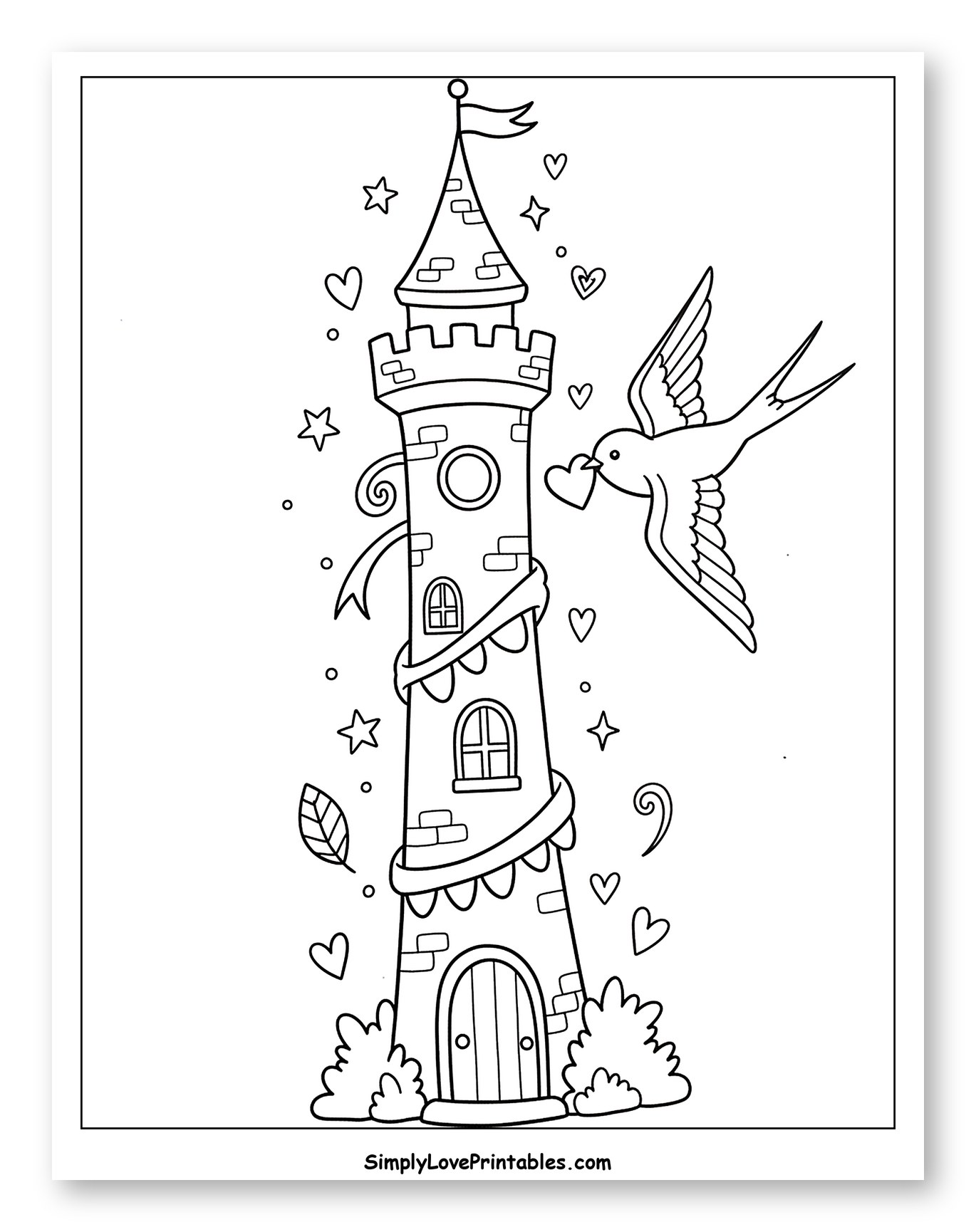 Fairytale Tower and Bird with Heart