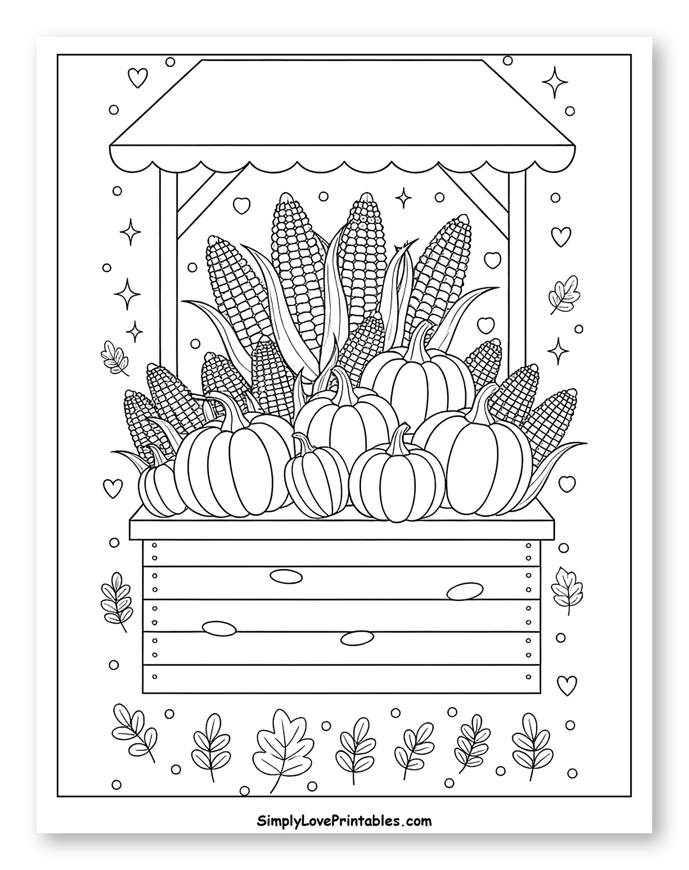 Fall Farm Stand with Pumpkins and Corn
