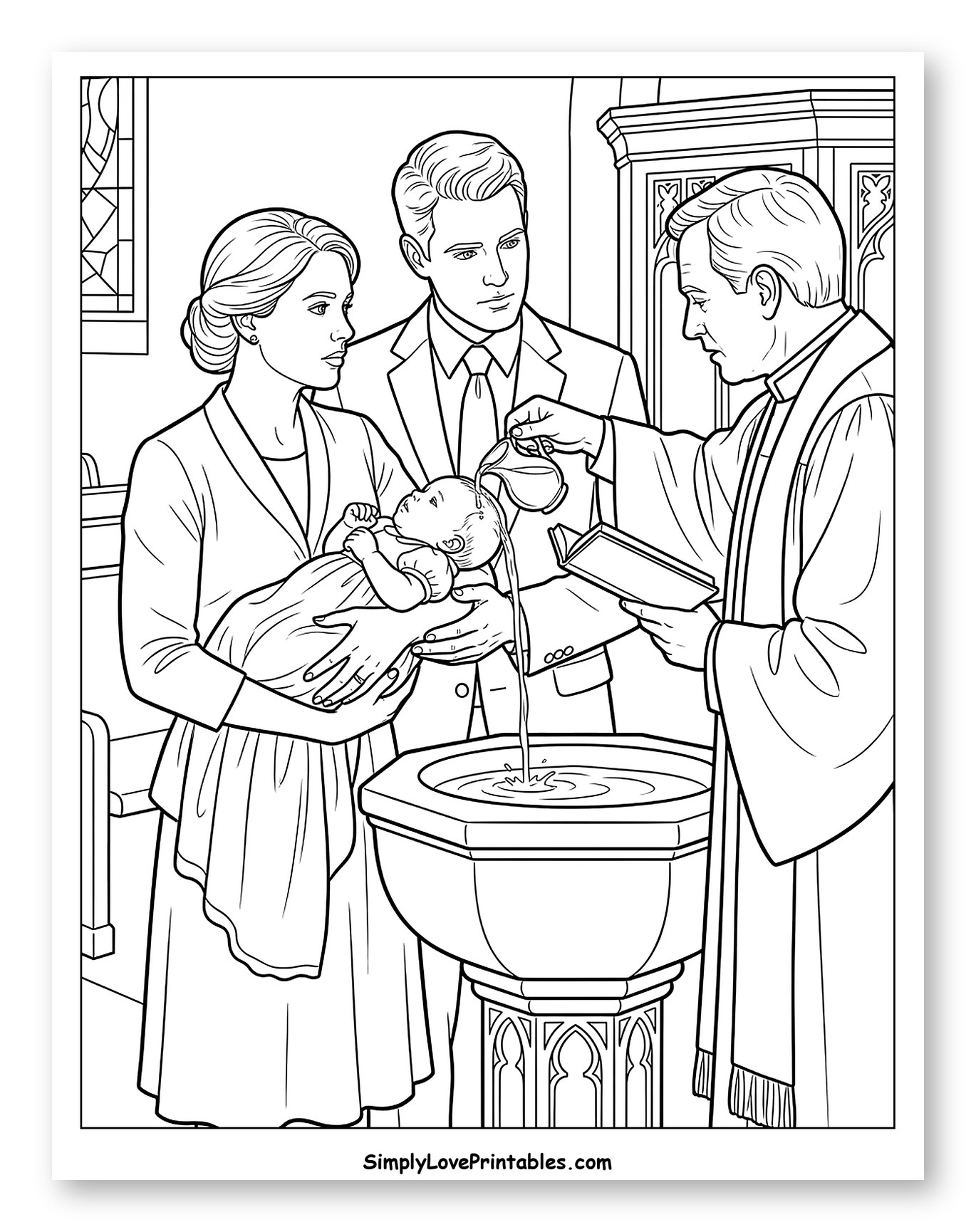 Family Baptism Ceremony with Priest