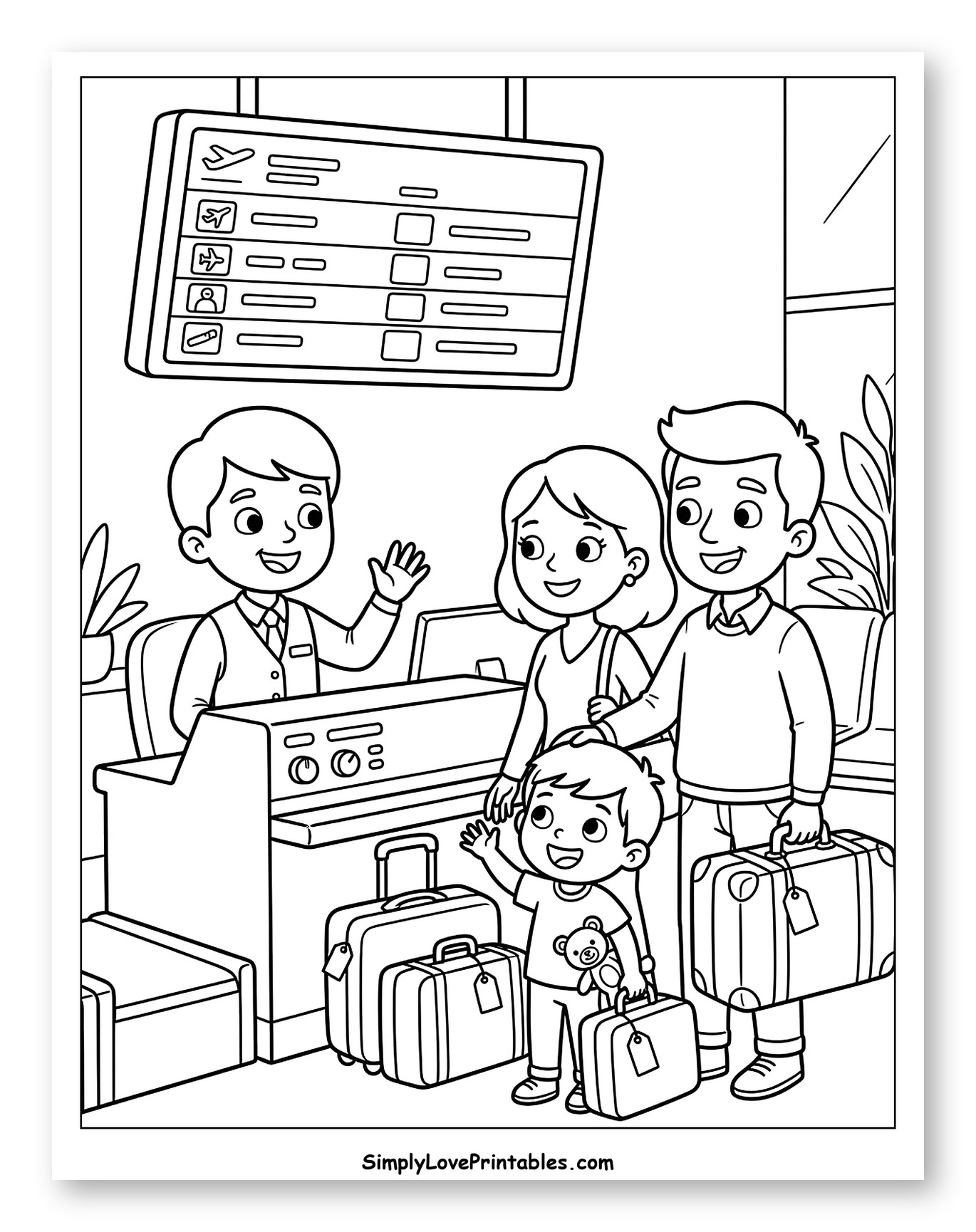 Family Checking In at Airport Counter